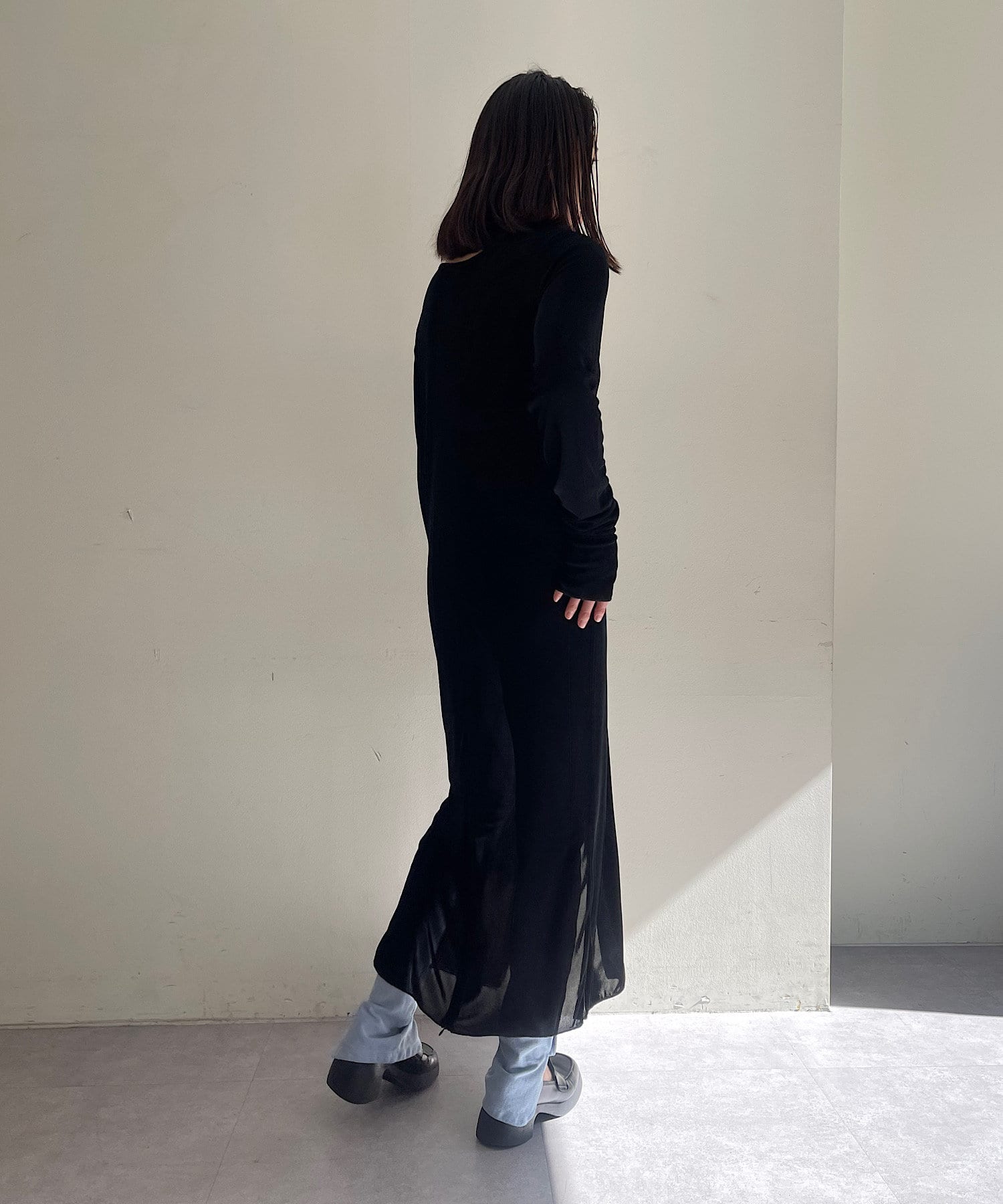 Pasterip(パセリ) Sheer rib zip dress