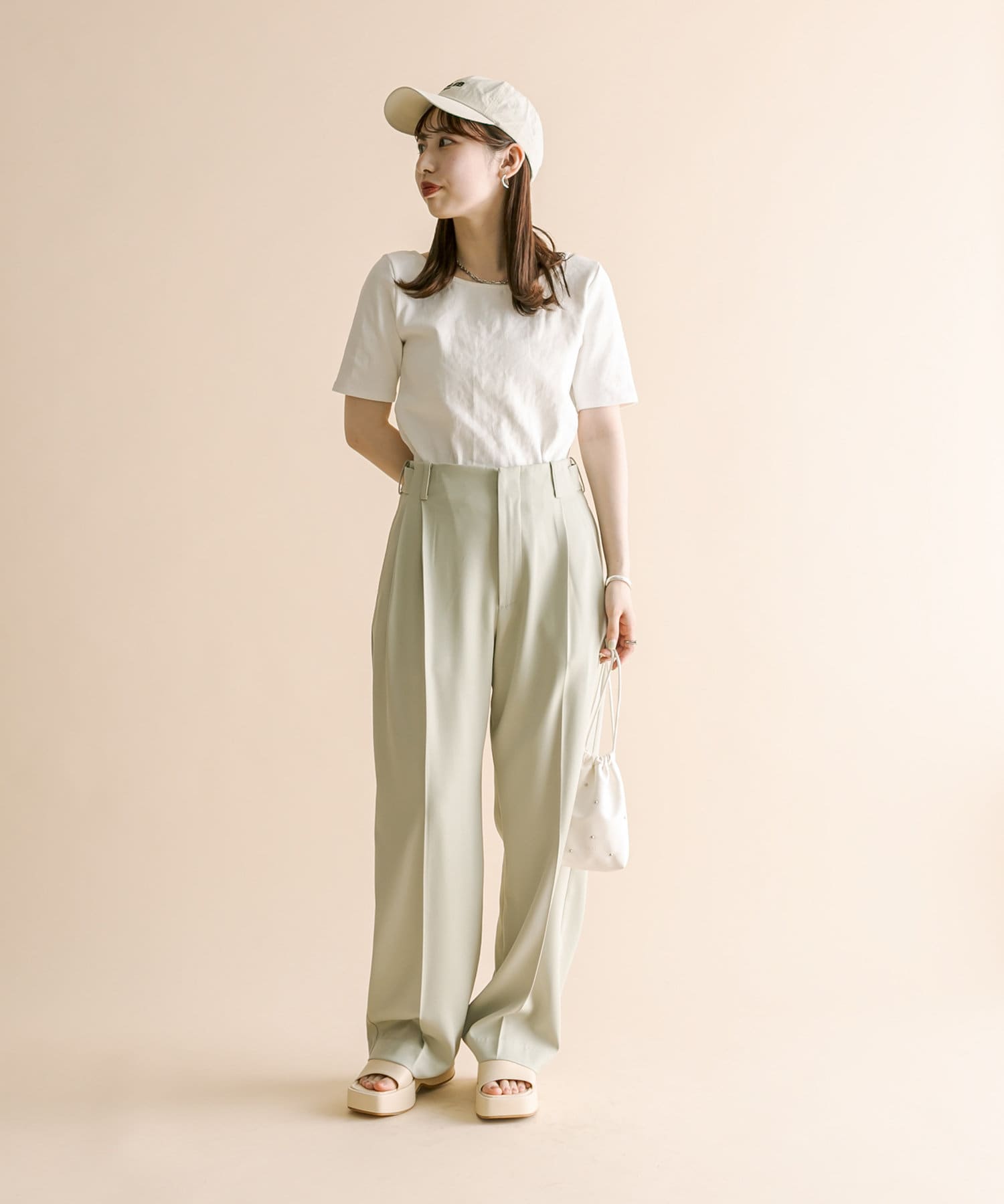 ホワイト　ブラック　ちび半袖　　カットソー WHYTO.｜2WAY プリントTシャツ カットソー 半袖 5分袖 2WAY