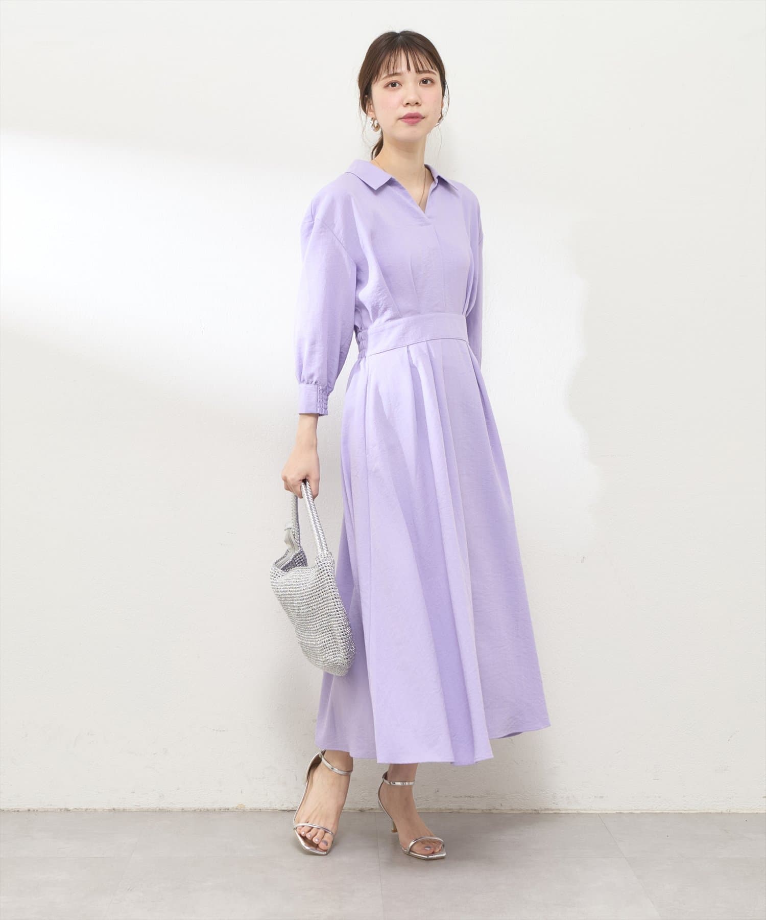 スキッパー衿7分袖ワンピース | natural couture(ナチュラルクチュール
