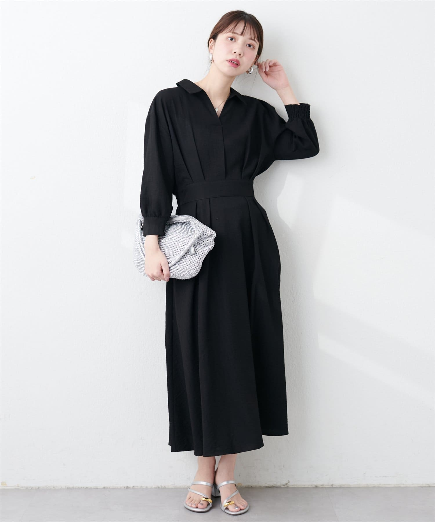 スキッパー衿7分袖ワンピース | natural couture(ナチュラルクチュール 