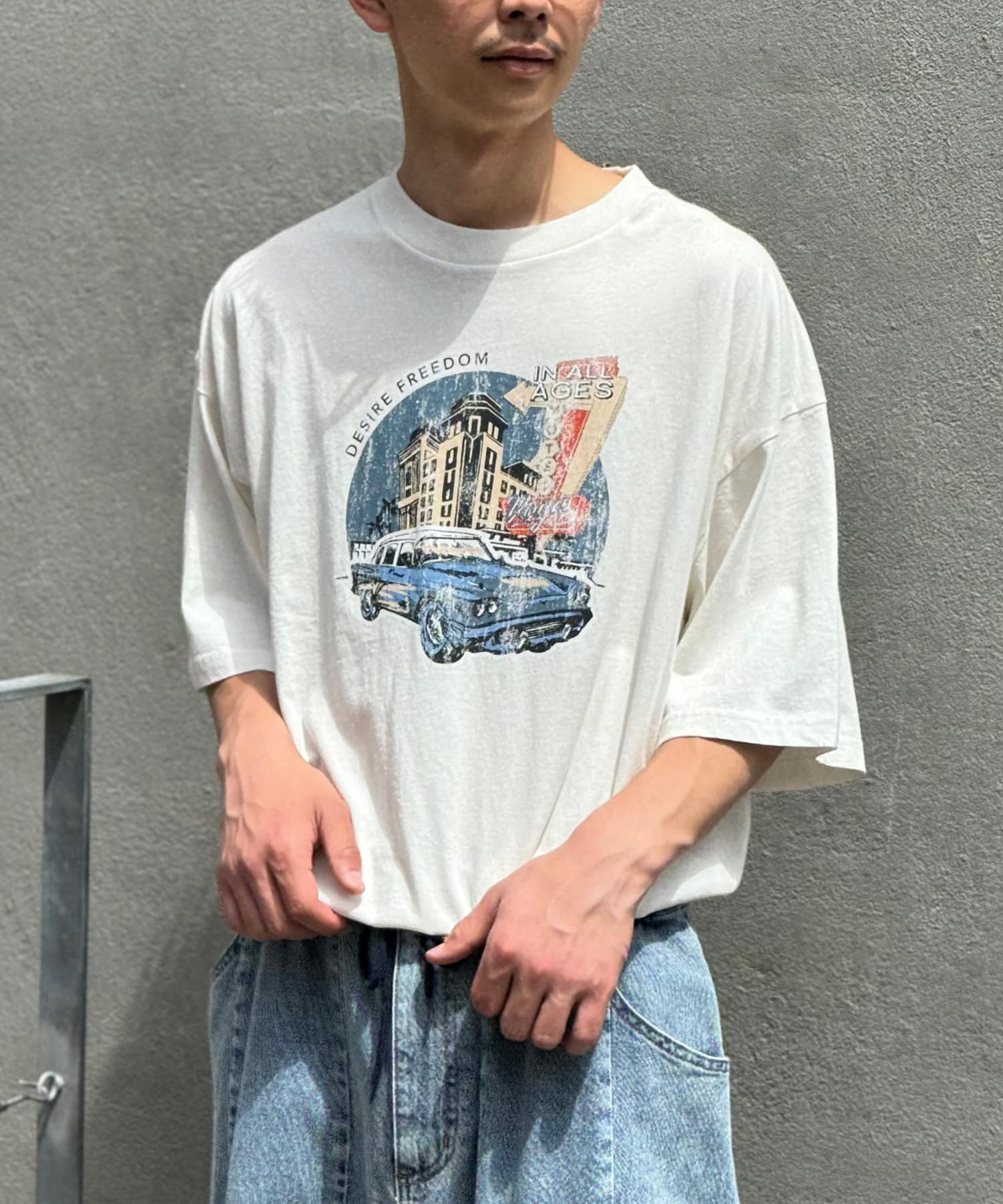 ユニセックス】オーバーサイズピグメント加工Tシャツ