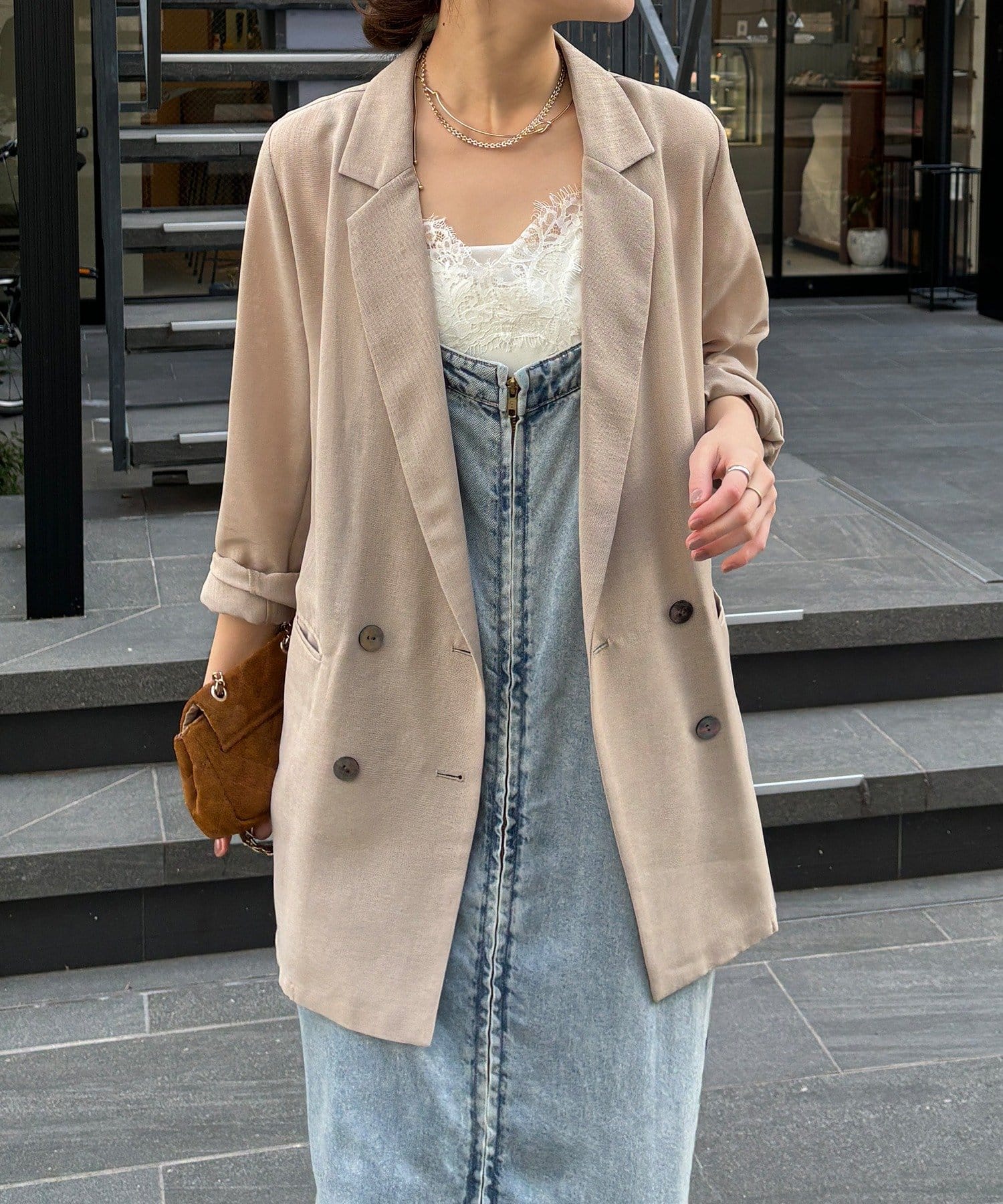 DOUDOU(ドゥドゥ) 【ウォッシャブル】シアーダブルジャケット