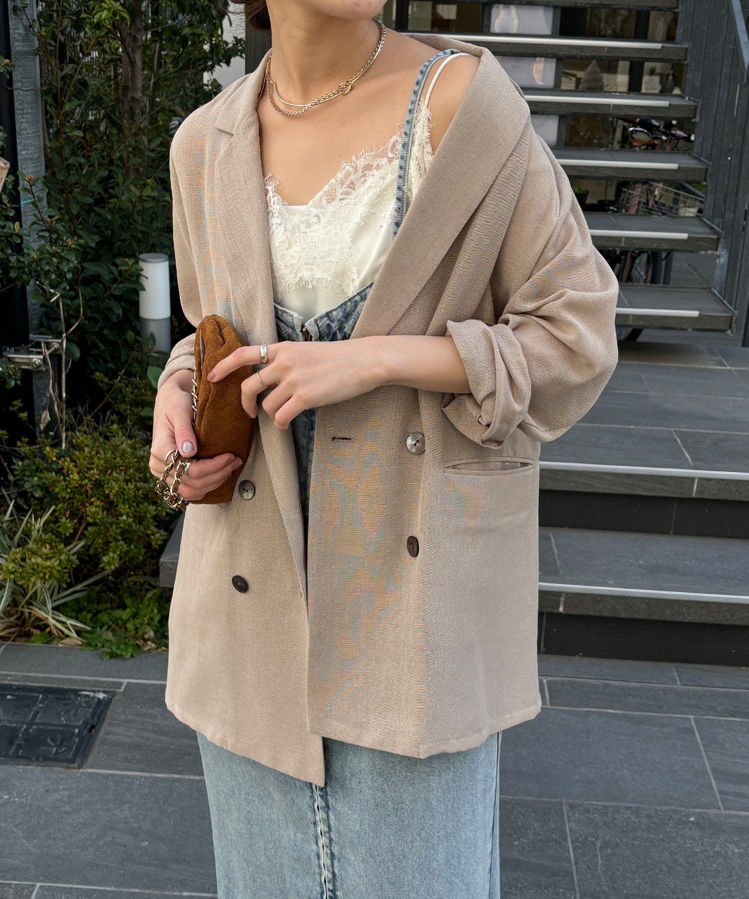 DOUDOU(ドゥドゥ) 【ウォッシャブル】シアーダブルジャケット