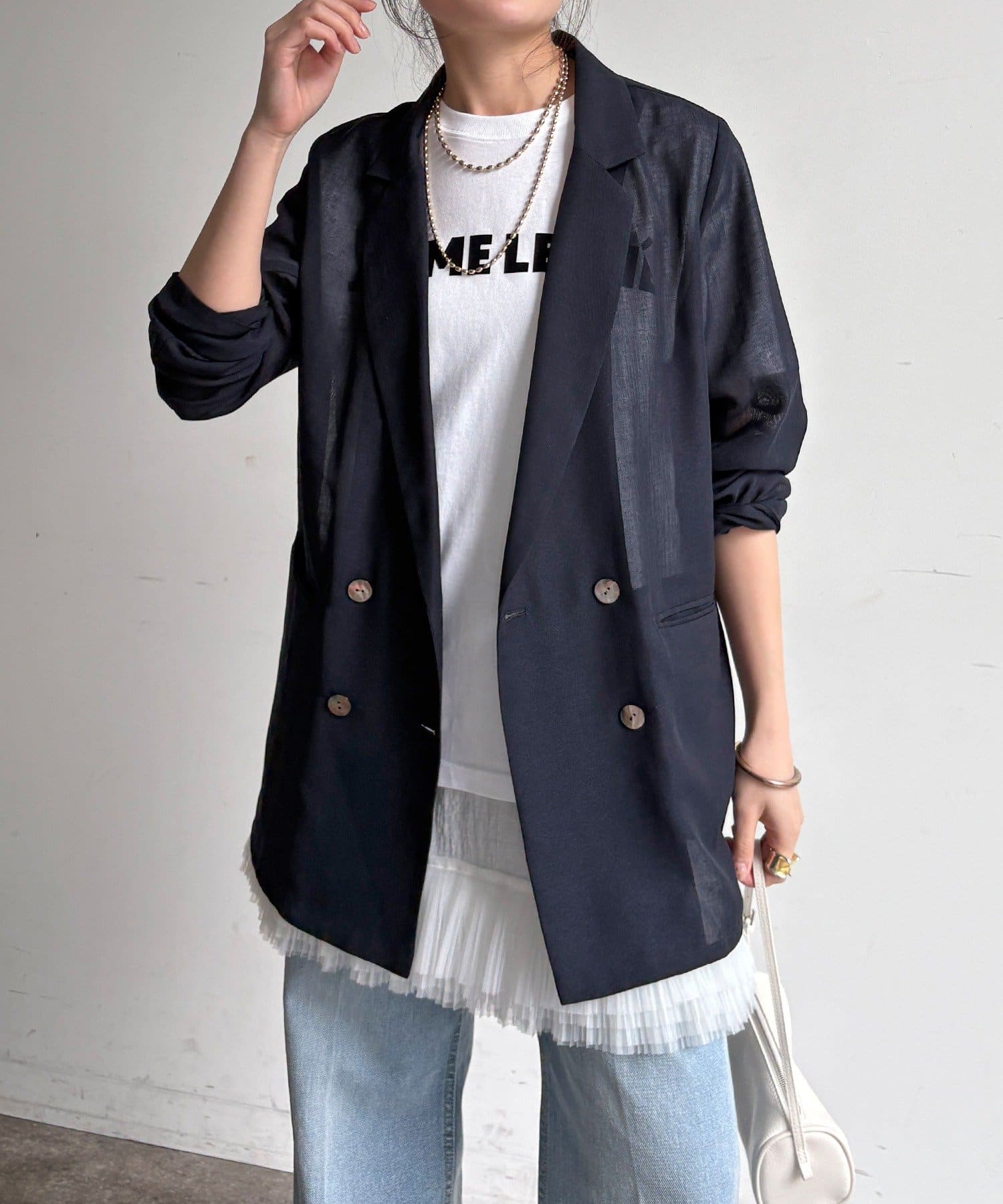 DOUDOU(ドゥドゥ) 【ウォッシャブル】シアーダブルジャケット