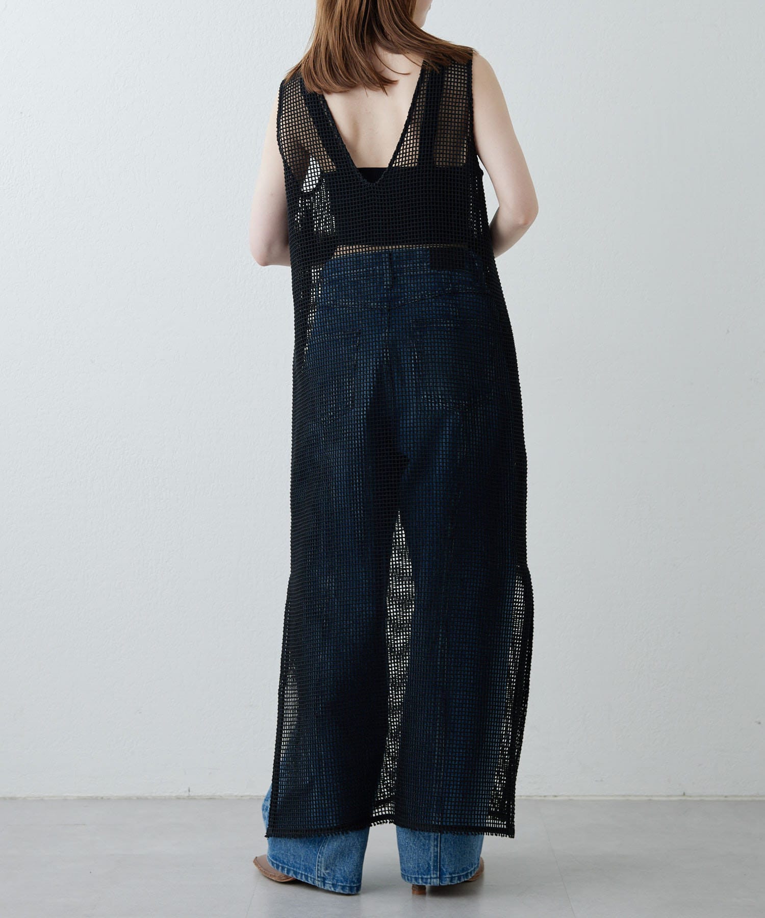 Whim Gazette(ウィム ガゼット) 【Drawing Numbers】メッシュVロングワンピース