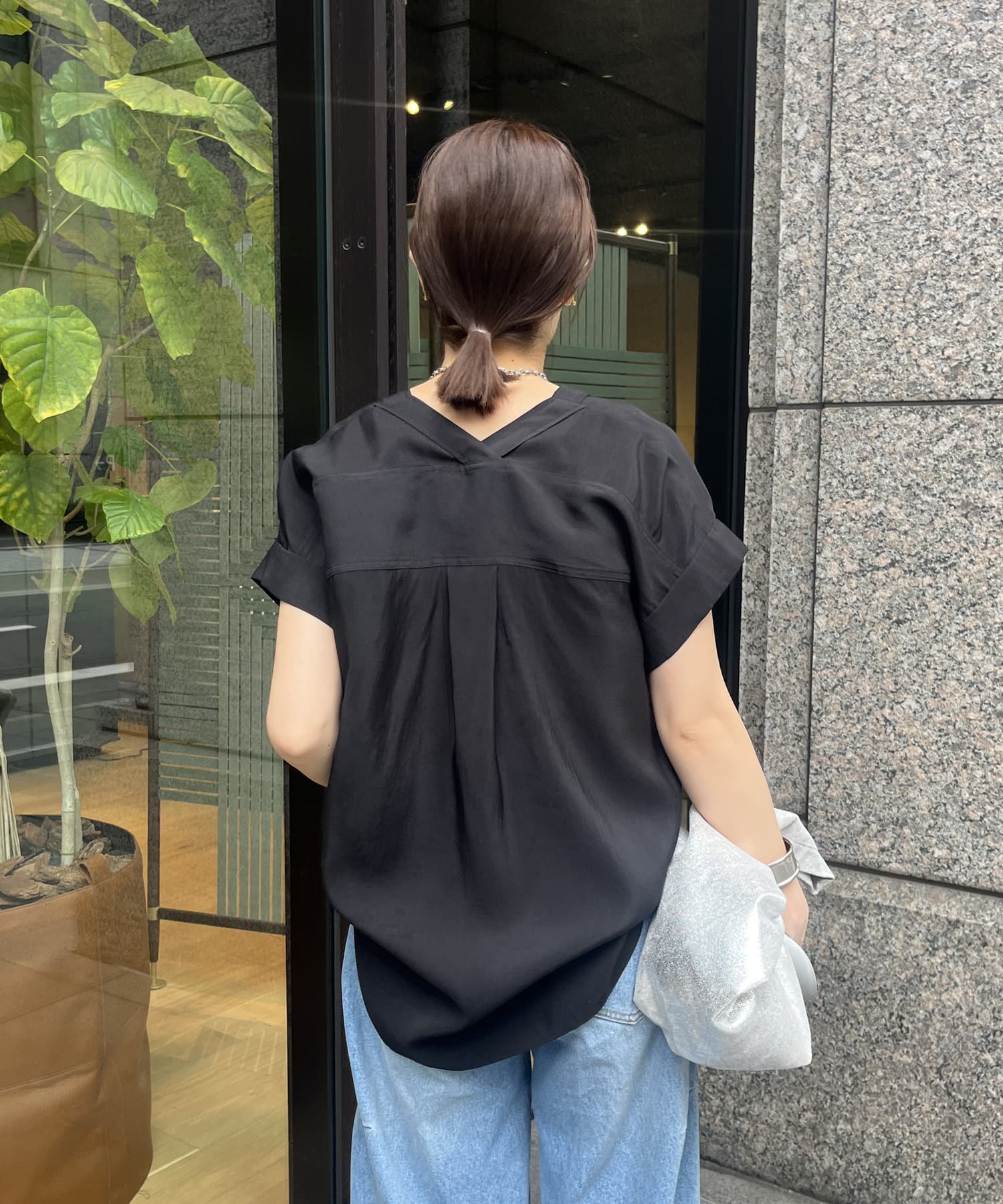 DOUDOU(ドゥドゥ) 【WEB限定】カラーレス半袖シャツ