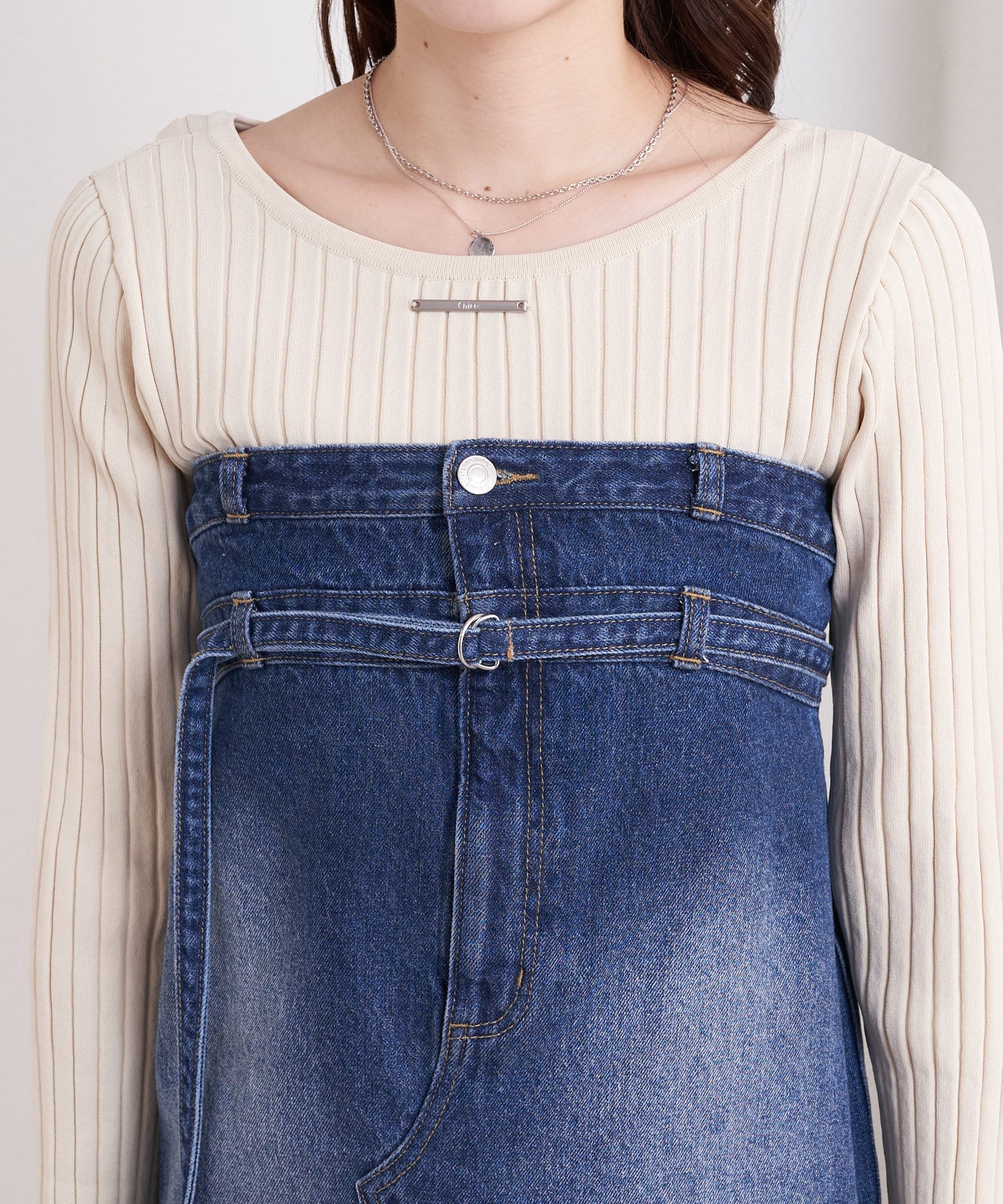 OUTLET(アウトレット) 【Chico】デニムベアミニワンピース