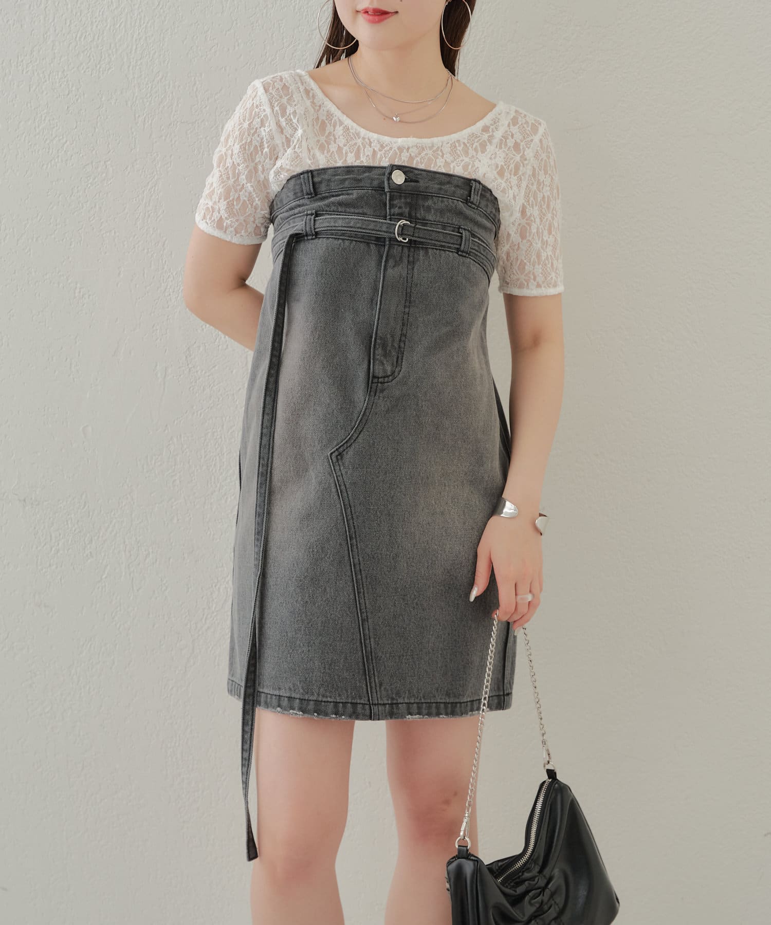 【完売品】ROYAL PARTY デニムベアミニワンピース 現行品 ロイヤルパーティー ROYAL PARTY デニムベアミニワンピース