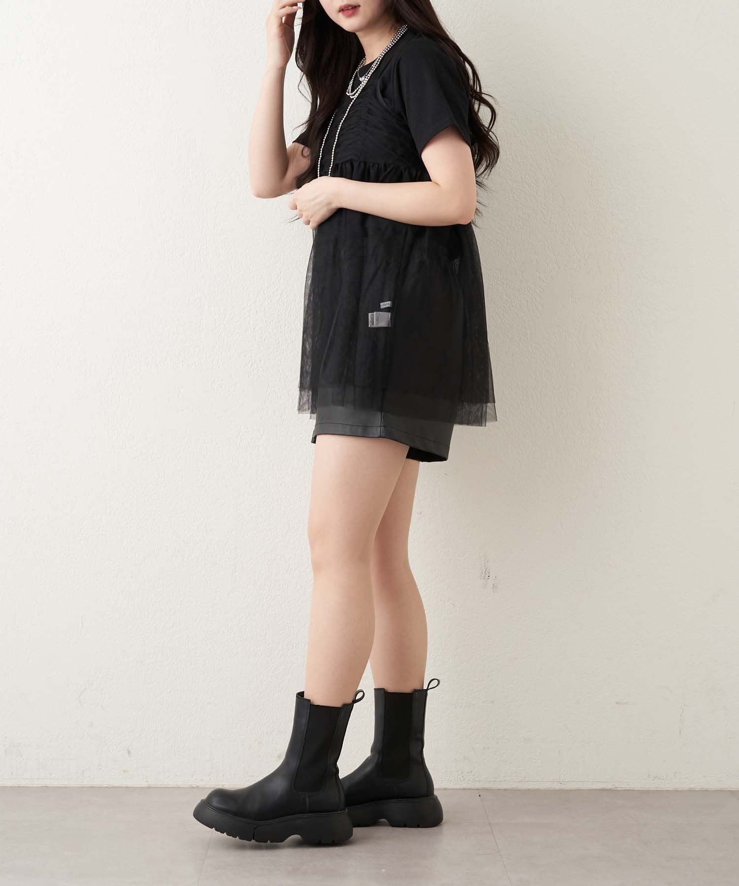 Remind me and forever(リマインドミーアンドフォーエバー) チュールキャミ+TシャツSET