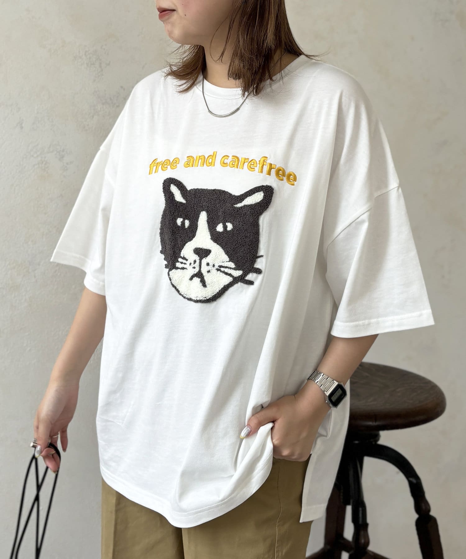 25春夏★刺繍パッチ レタリングTシャツ【各色】 サガラ刺繍アソートモチーフビッグT | CPCM(シーピーシーエム