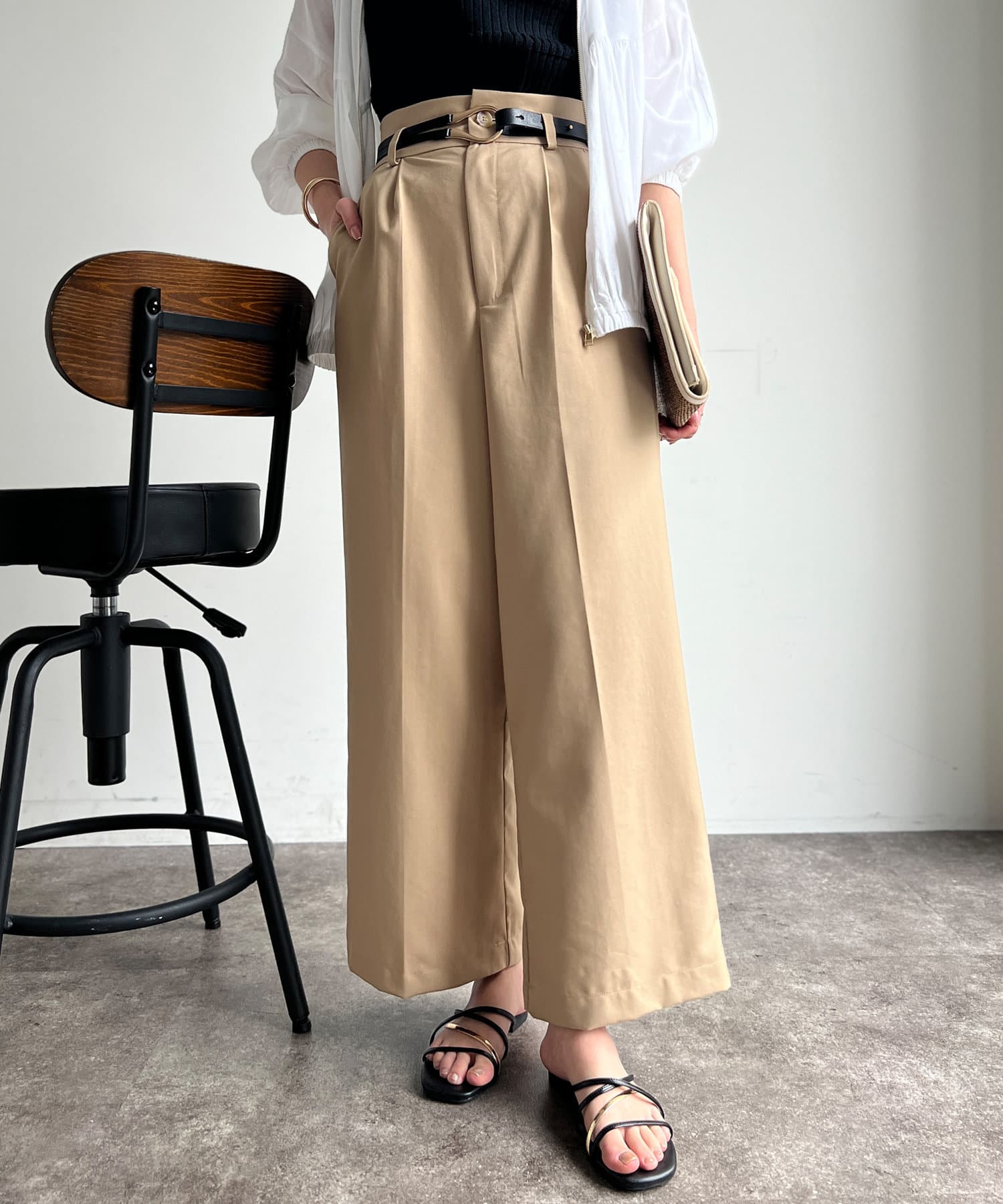 休日限定 オフィスにも休日にも】ツイルワイドパンツ | Chez toi(シェトワ パンツ
