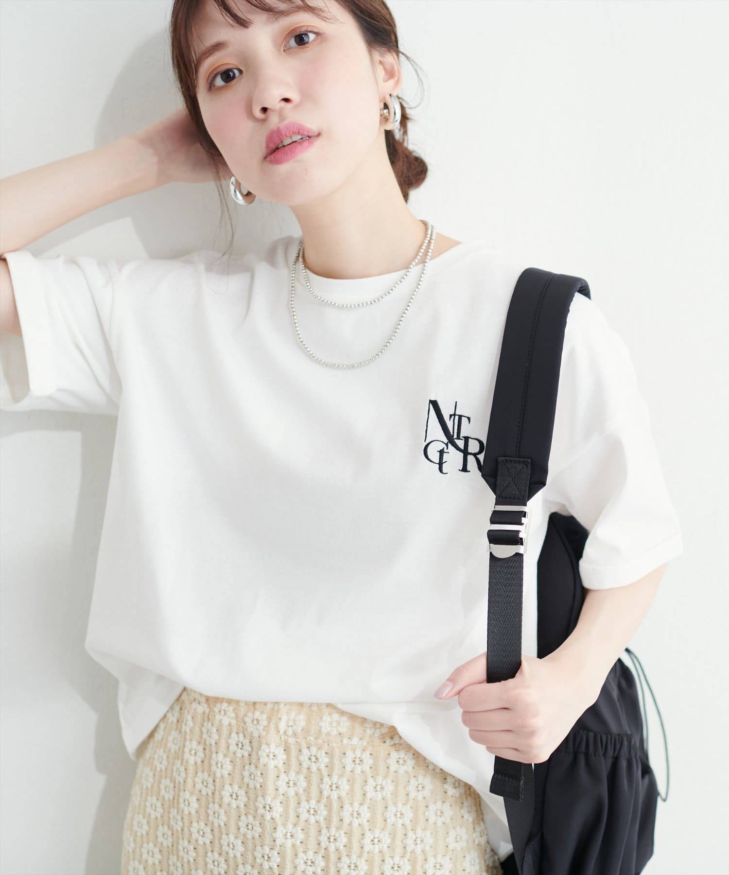 ★英国発* *新作*ロゴ刺繍ロールネック長袖トップ★ 袖口ロールUPロゴ刺繍T | natural couture(ナチュラルクチュール
