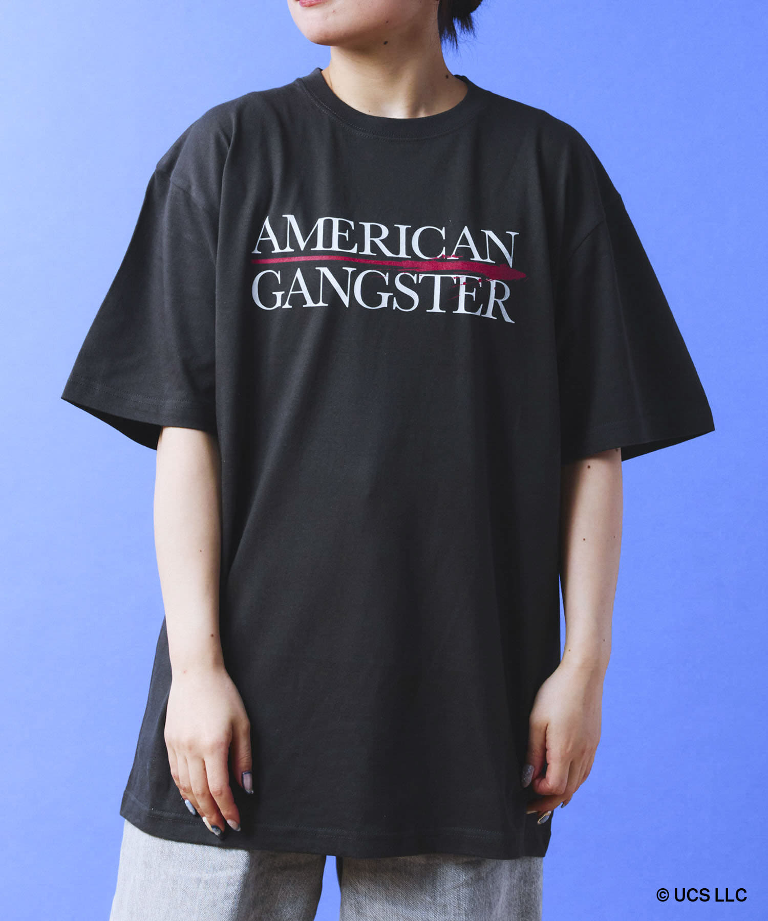 POKEUNI(ポケユニ) レディース WEB限定Tシャツ AMERICAN GANGSTER：XXLサイズ ブラック