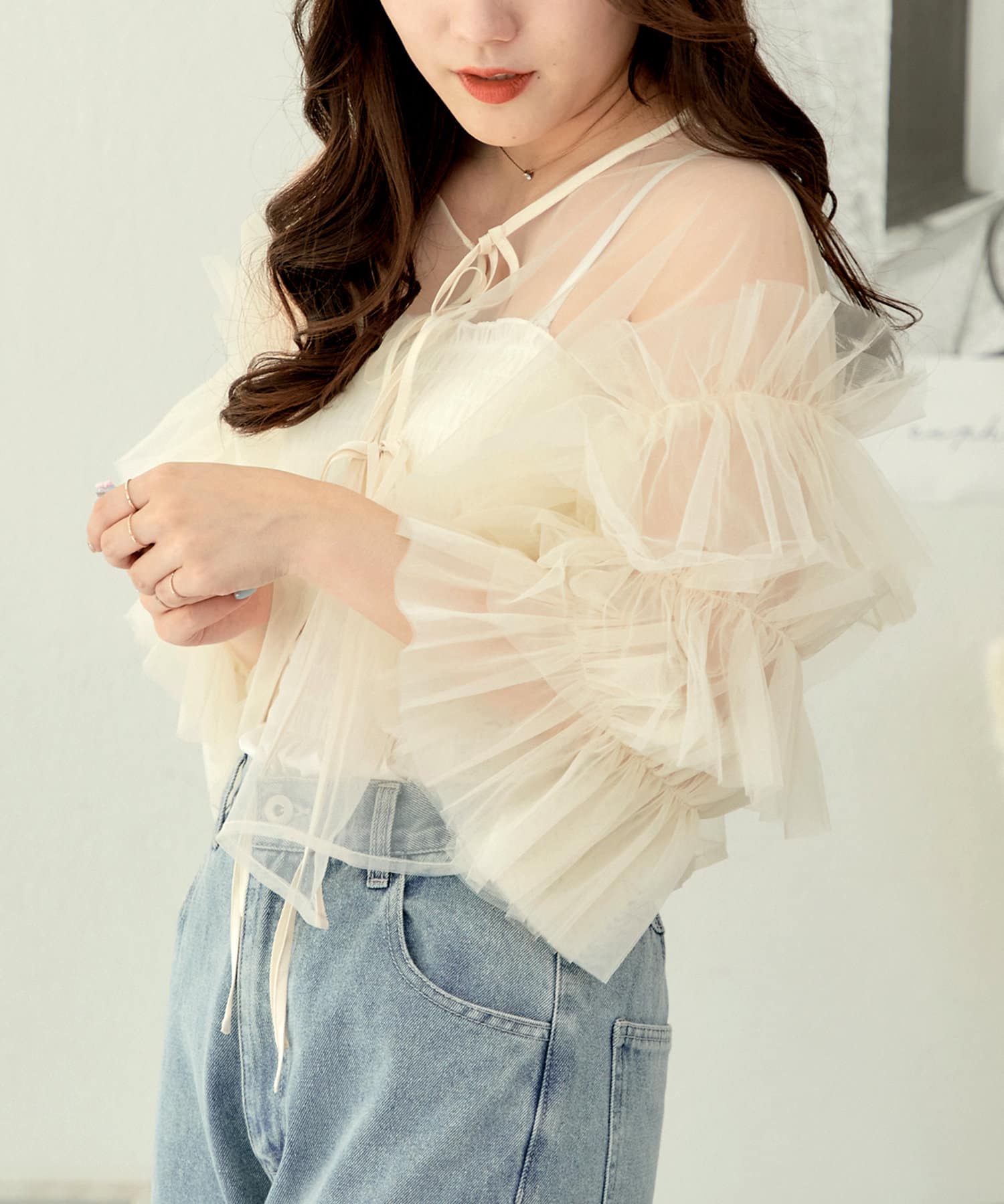 i_am_official ボリュームチュールブラウス　ivory i_am_official ボリュームチュールブラウス ivory レディース