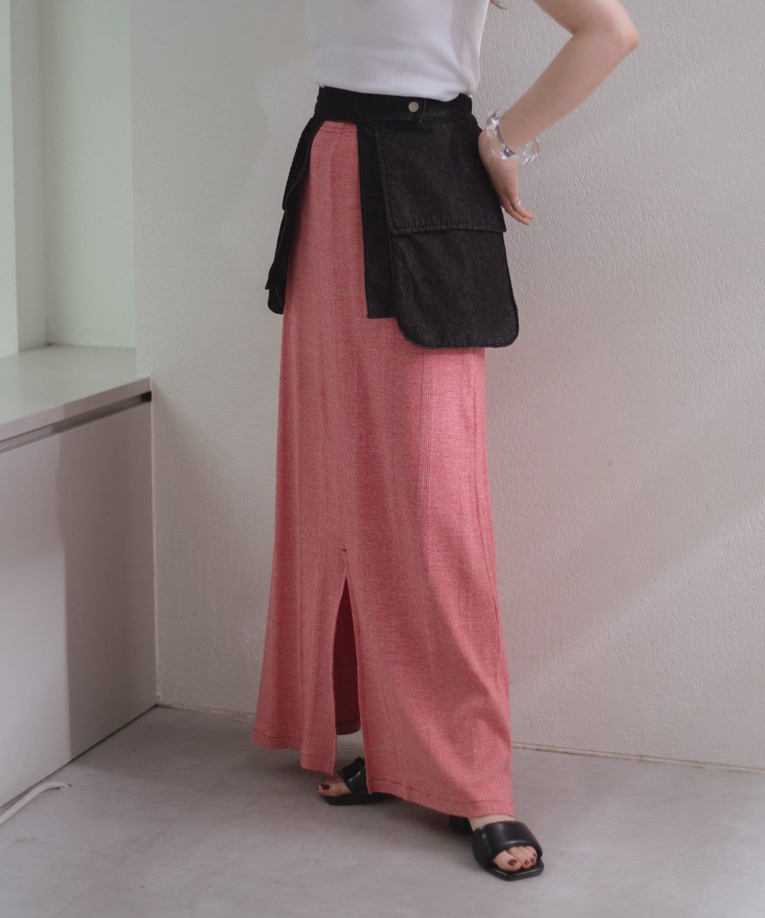 Kastane(カスタネ) 【Miller別注】Cotton border slit skirt