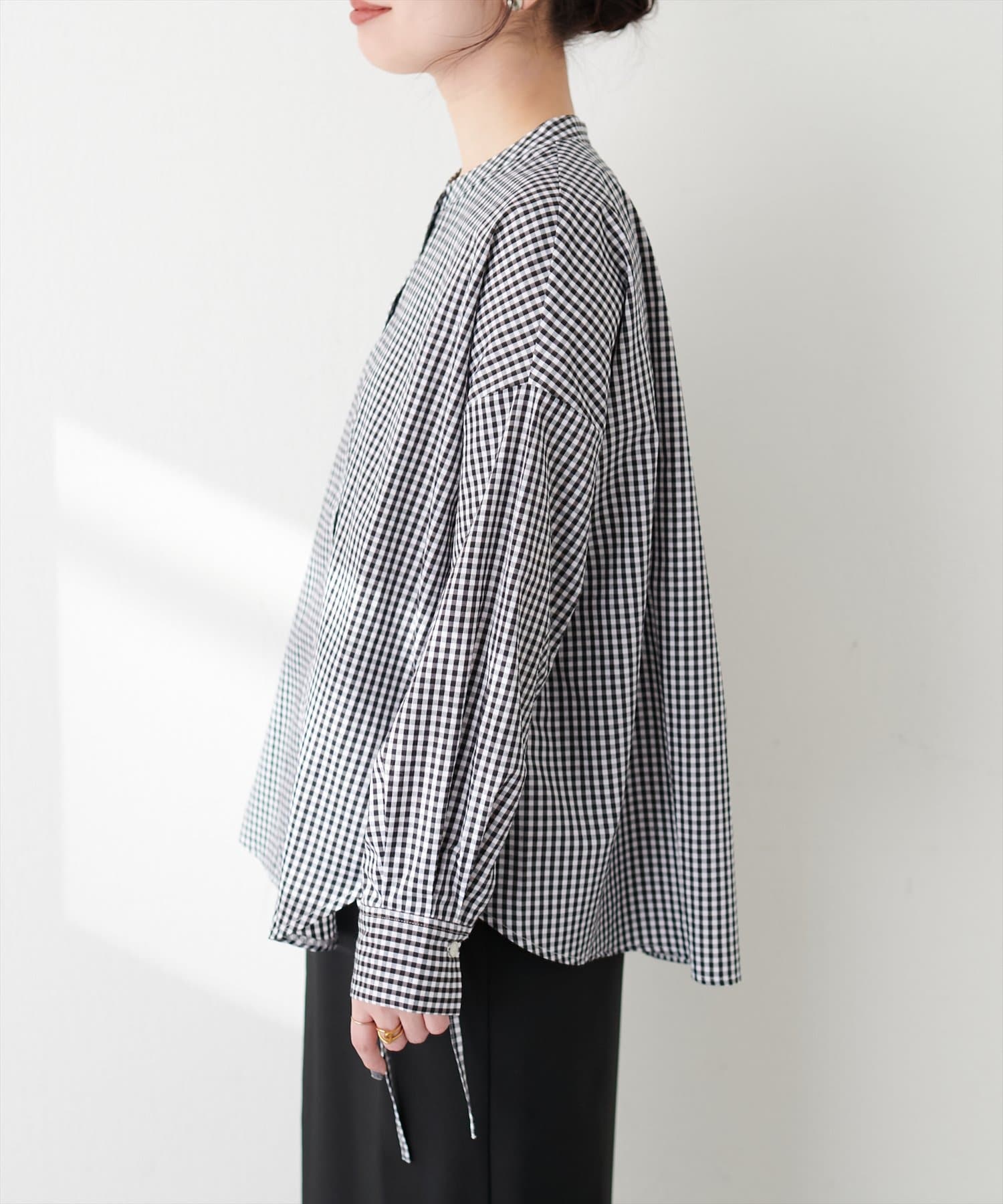 natural couture(ナチュラルクチュール) サイドドロストバンドカラーシャツ