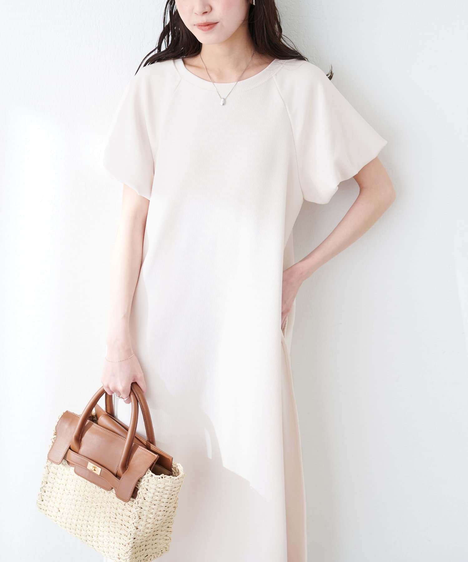 WEB限定 /【mamamo】osono楽ちん2WAYリップルワンピース | natural