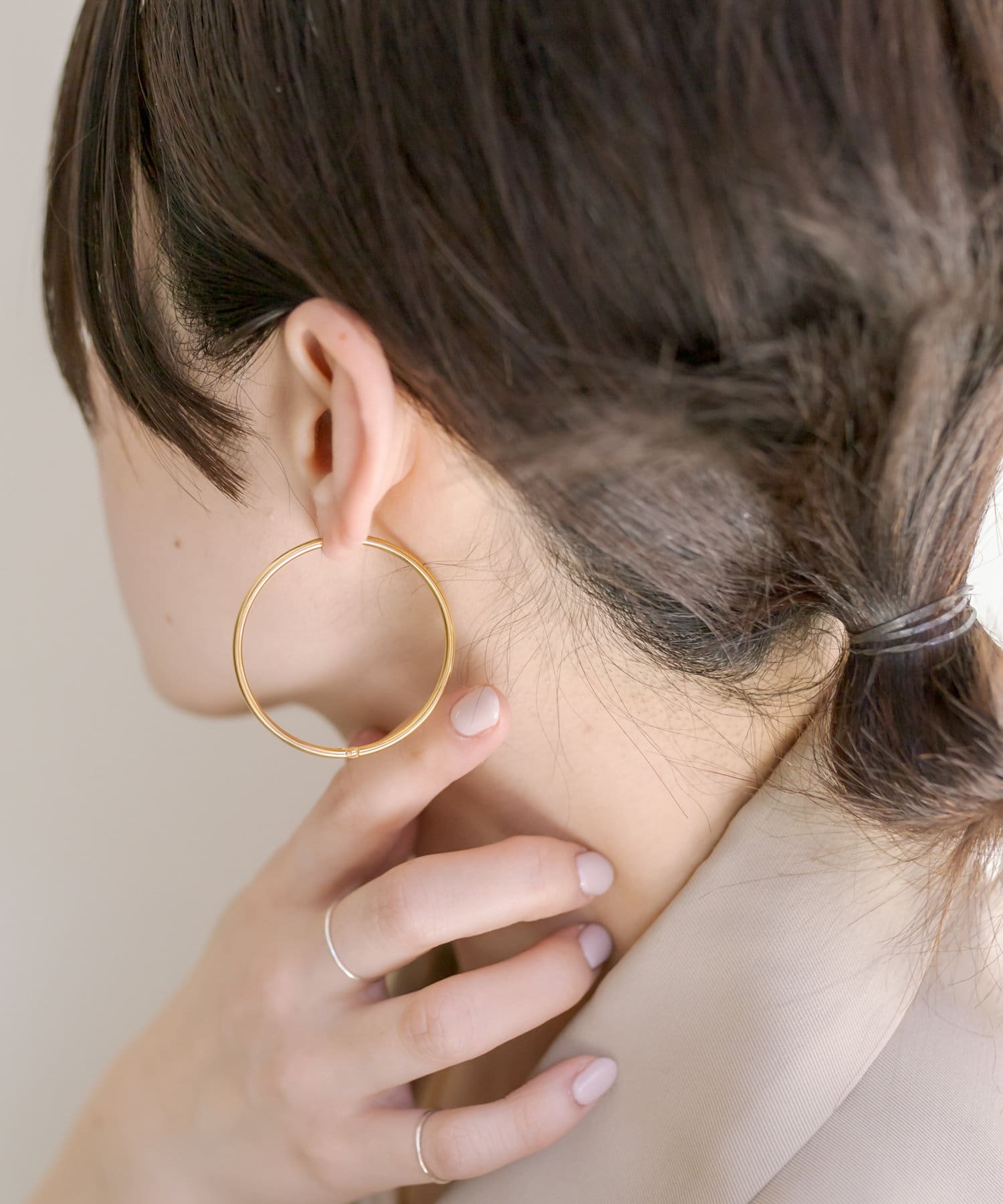 ear PAPILLONNER(イア パピヨネ) 《インフルエンサーuchida企画》金属アレルギー対応/ステンレス44ｍｍフープピアス