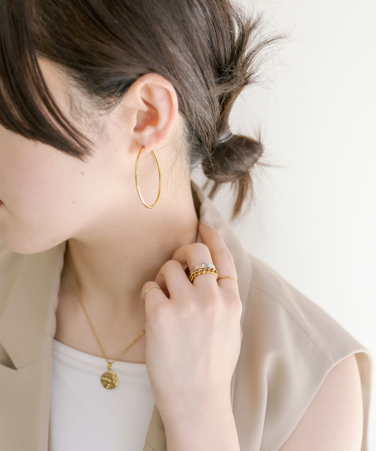 ear PAPILLONNER(イア パピヨネ) 《インフルエンサーuchida企画》金属アレルギー対応/ステンレス44ｍｍフープピアス