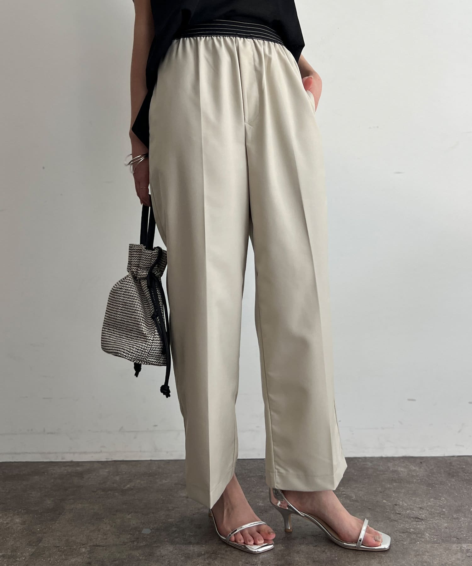 ウエストラメラインゴムワイドパンツ | Chez toi(シェトワ)レディース