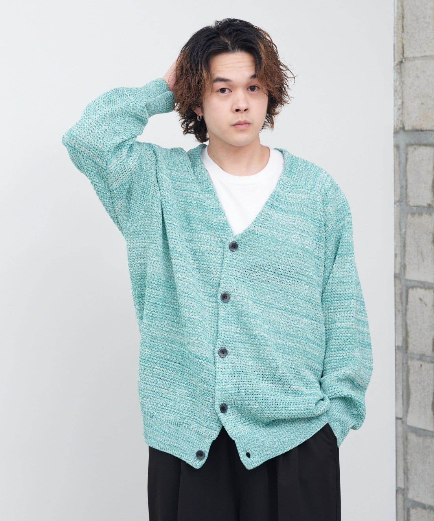 OUTLET(アウトレット) 【Kastane】ミックスヤーンワッフルニットカーディガン