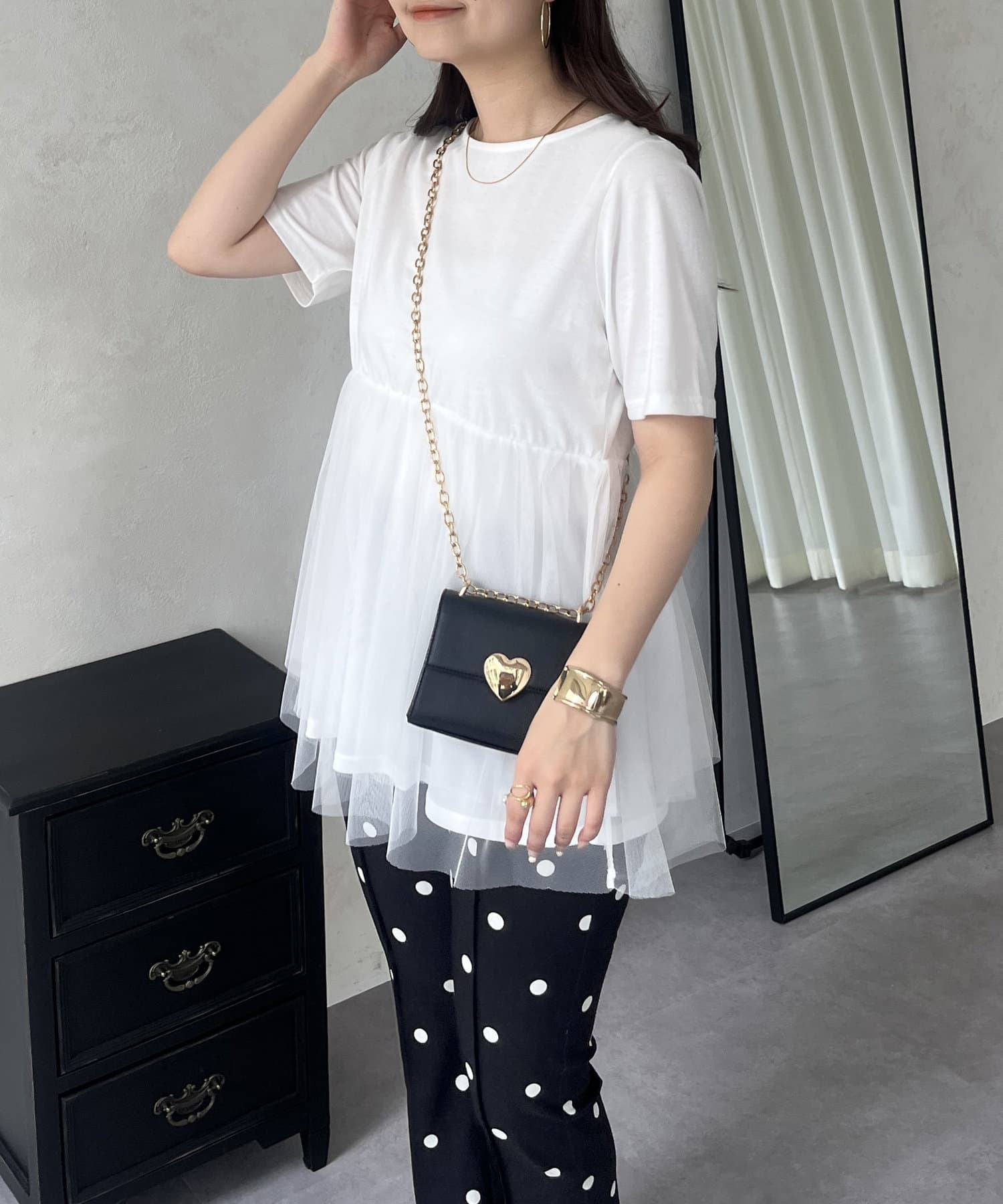 新品タグ付❤︎Diagram ダイアグラム チュールレイヤードシャツ 黒 M 新品タグ付❤︎Diagram ダイアグラム チュールレイヤードシャツ 黒 M