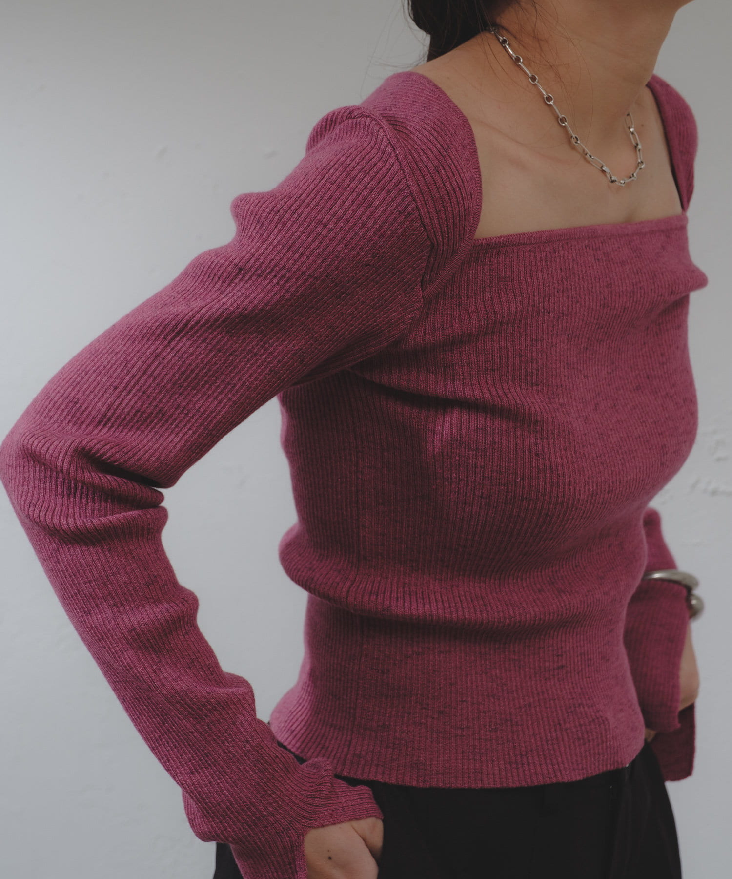 OUTLET(アウトレット) 【Pasterip】Square wide neck knit