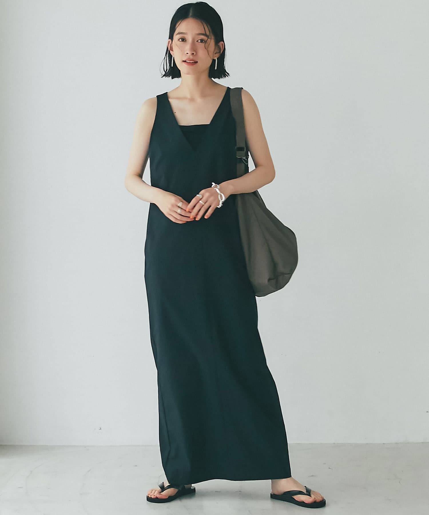 OUTLET(アウトレット) 【RIVE DROITE】Vネックマキシワンピース