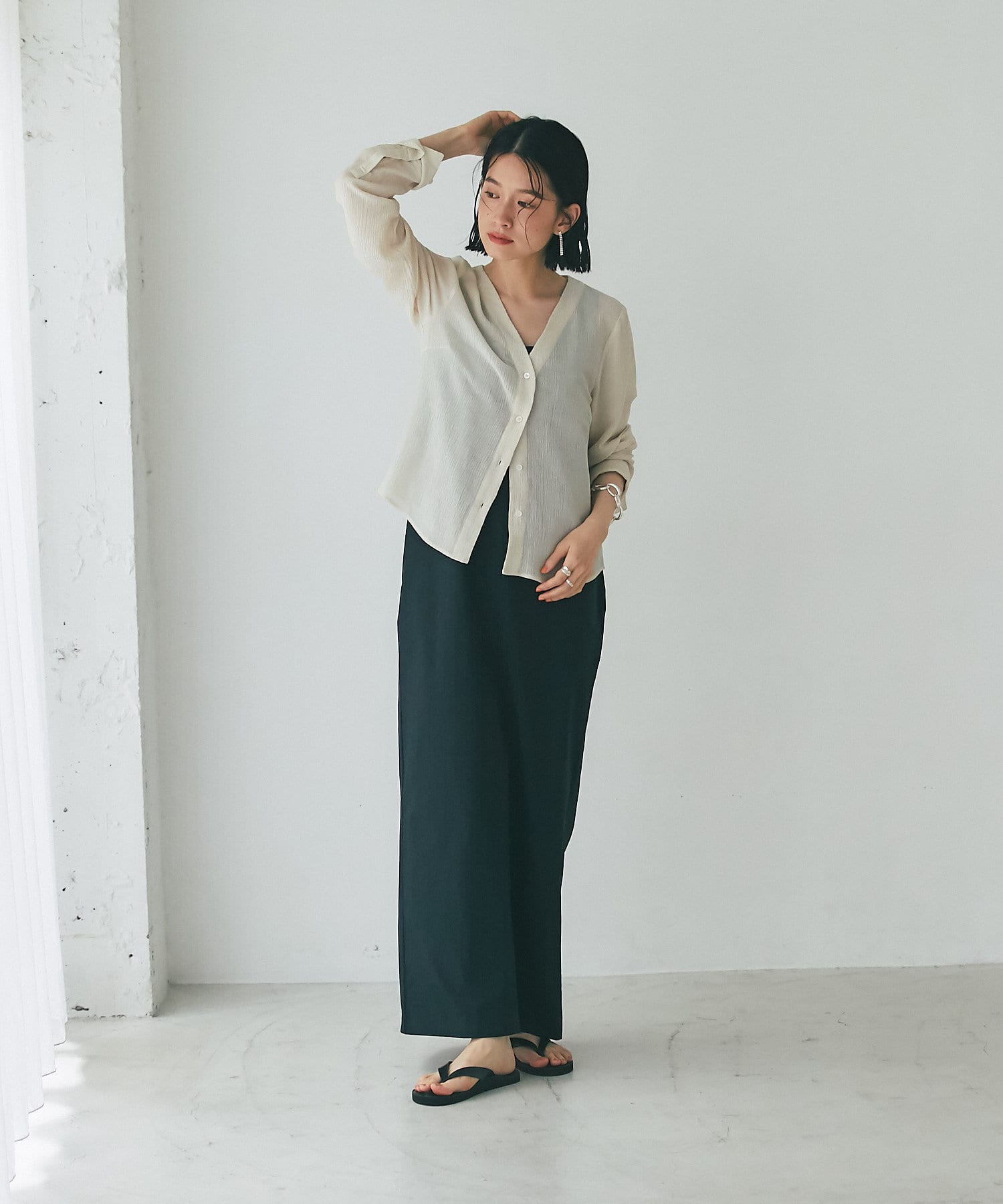 OUTLET(アウトレット) 【RIVE DROITE】Vネックマキシワンピース