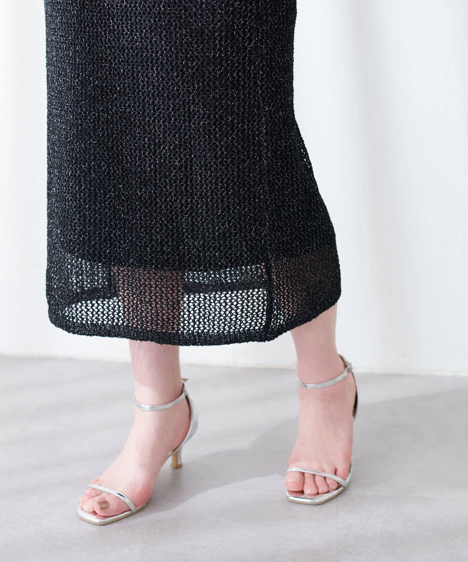 natural couture(ナチュラルクチュール) メッシュタイトニットスカート