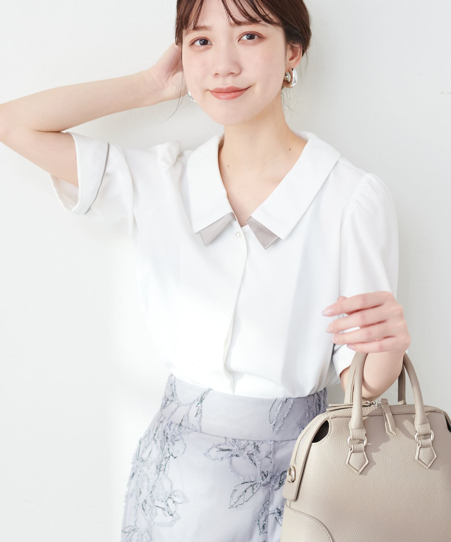 osono配色重ね衿三角カフスブラウス | natural couture