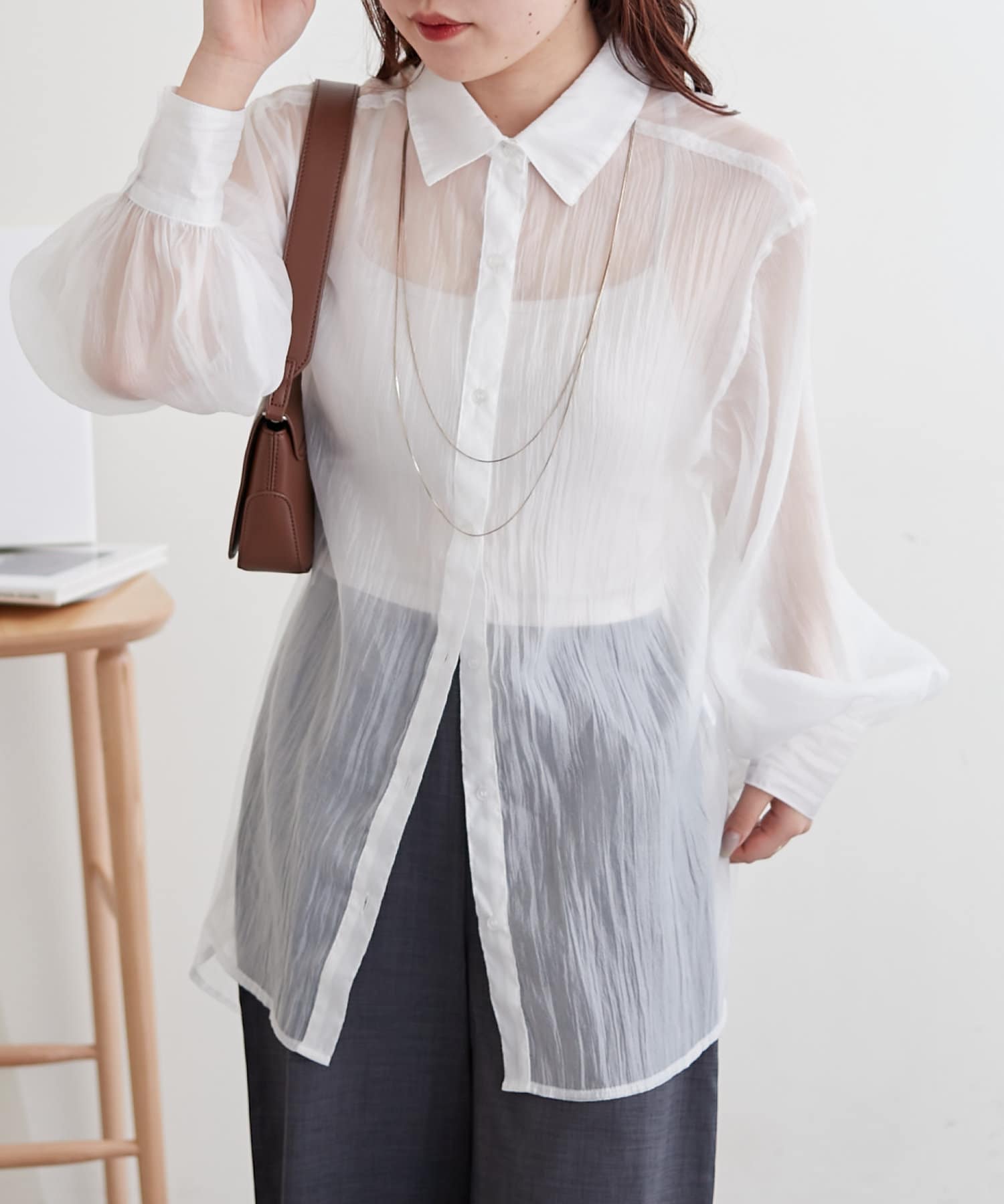 e-chan 未使用/HER. オーガンジーシャツ/アンシェヌマン Tops | HER. Online Store