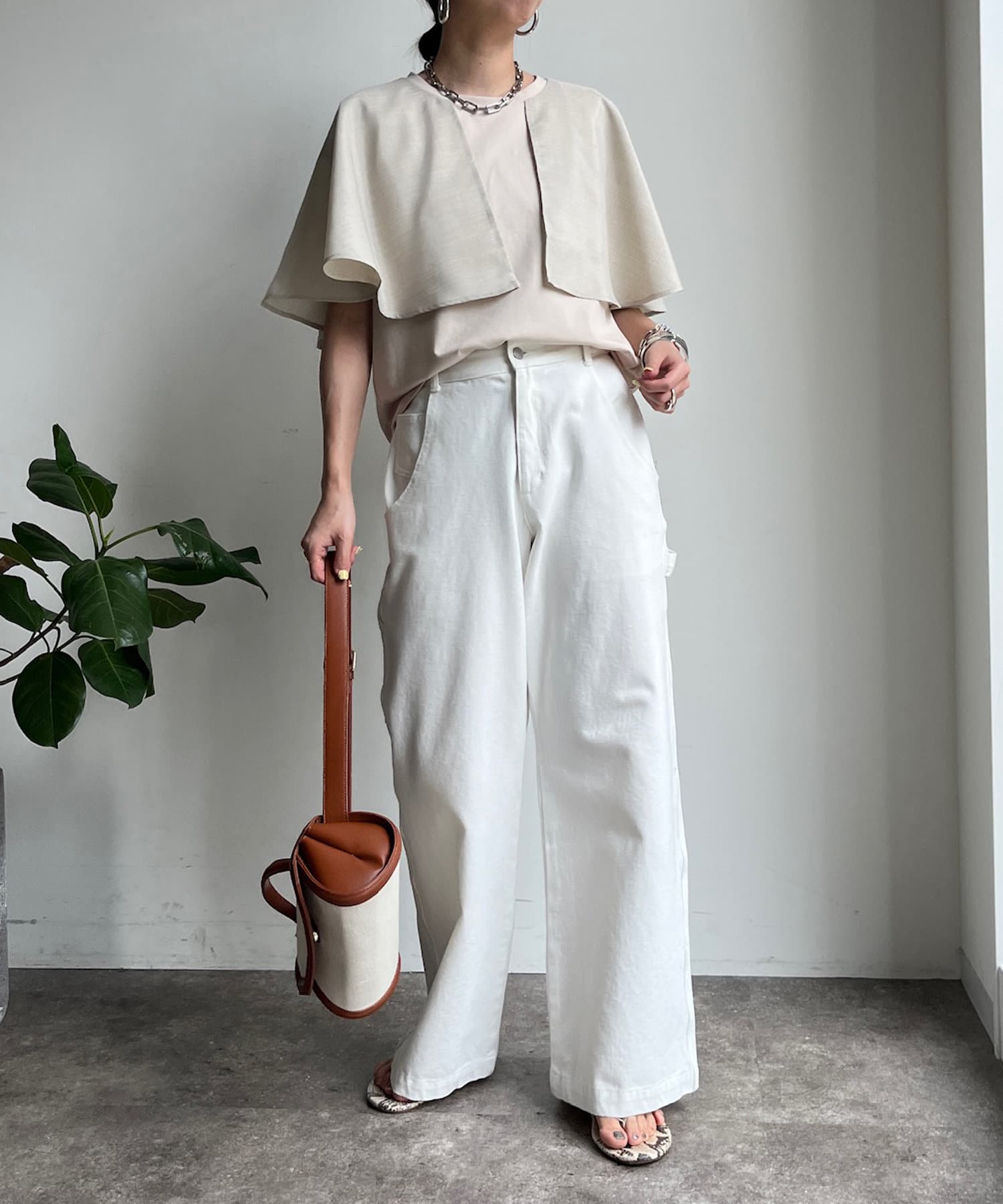 トップス kanappe CLANE - 【25SS】 SQUARE SLEEVE GATHER KNIT TOPS - GREEN