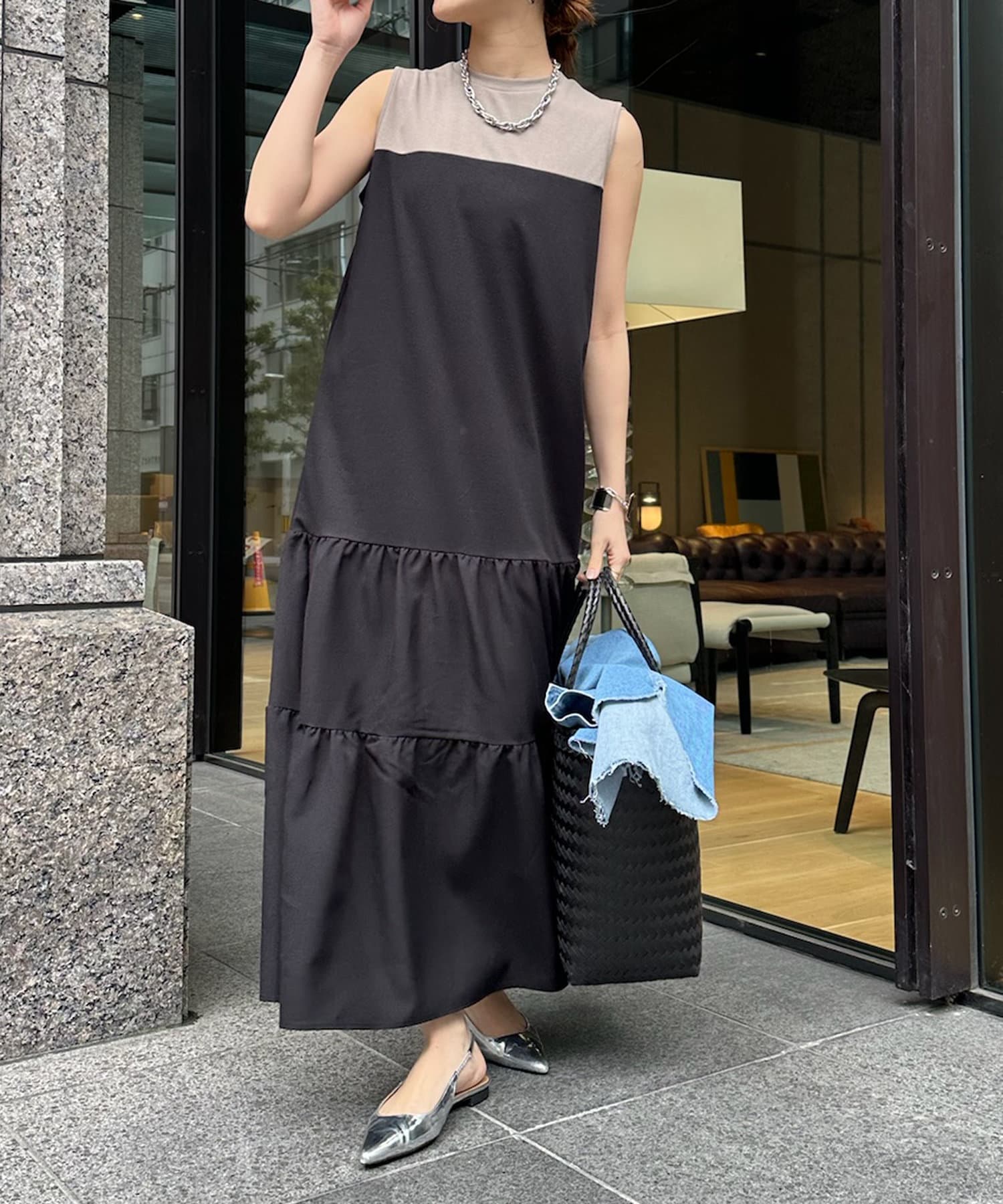 DOUDOU(ドゥドゥ) 【WEB限定】ビスチェ風ティアードワンピース