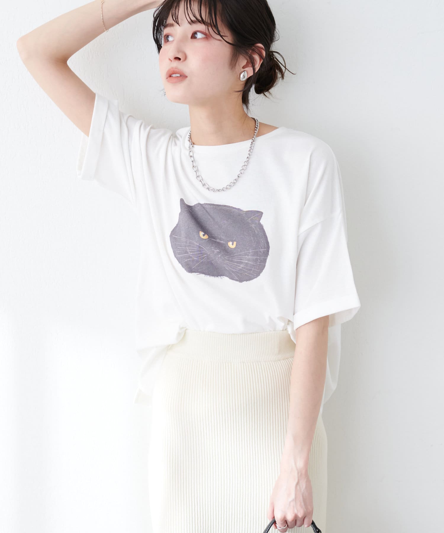 ジト目ねこちゃんゆるTシャツ | natural couture(ナチュラル