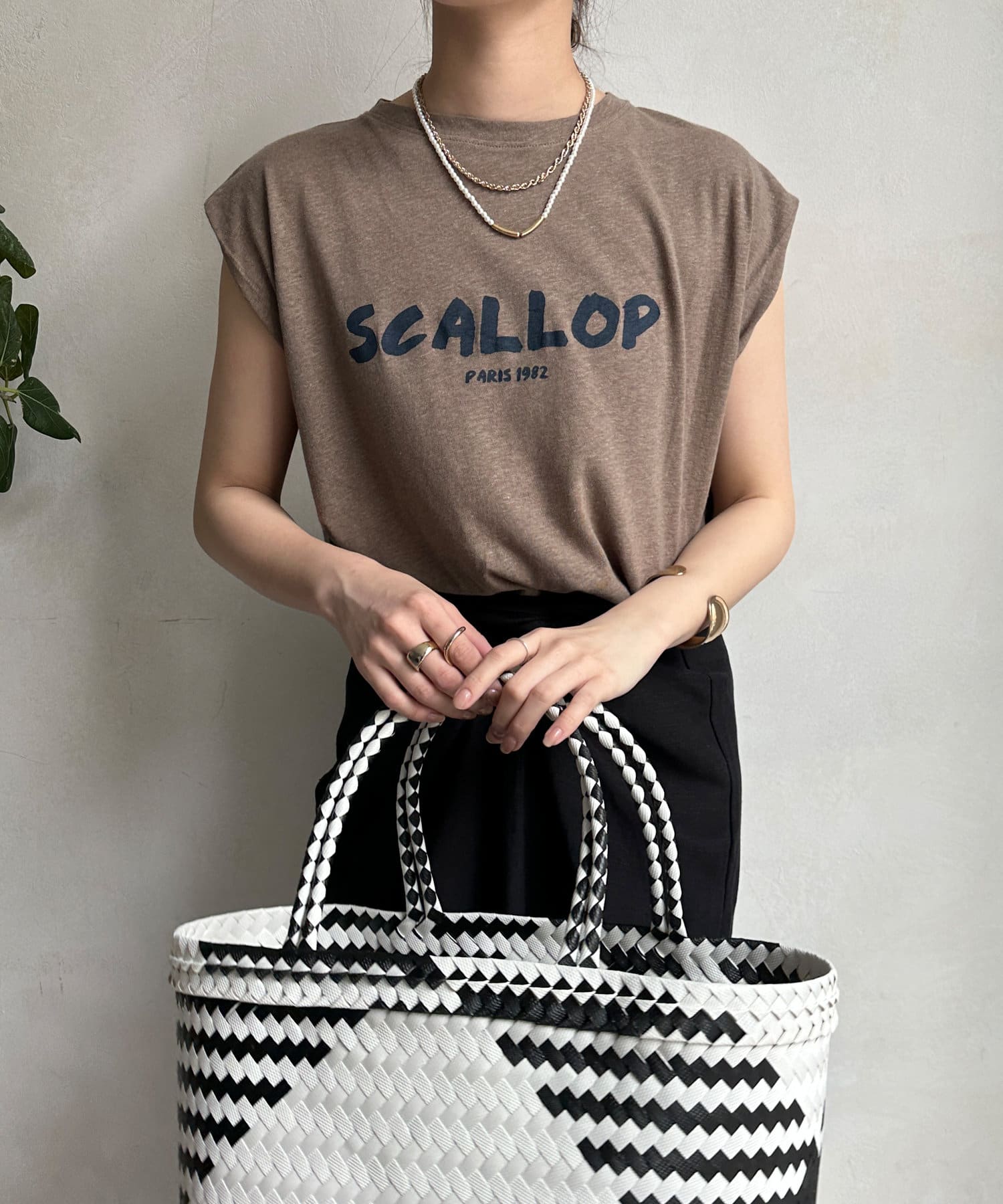 DOUDOU(ドゥドゥ) コットンリネンスラブロゴTEE