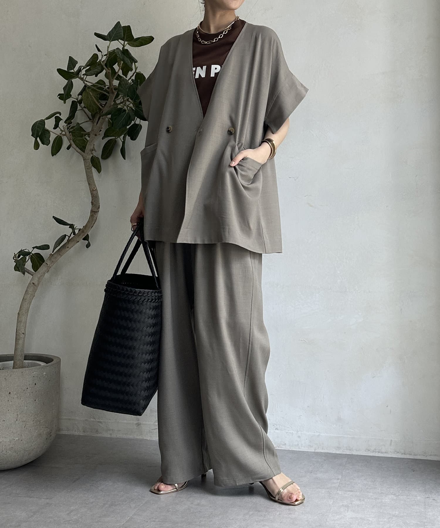 D-due デ・ドゥエ 2022 F/W リネン ロングスリーブジャケット WEB限定】リネンライクツイルハーフスリーブジャケット | DOUDOU