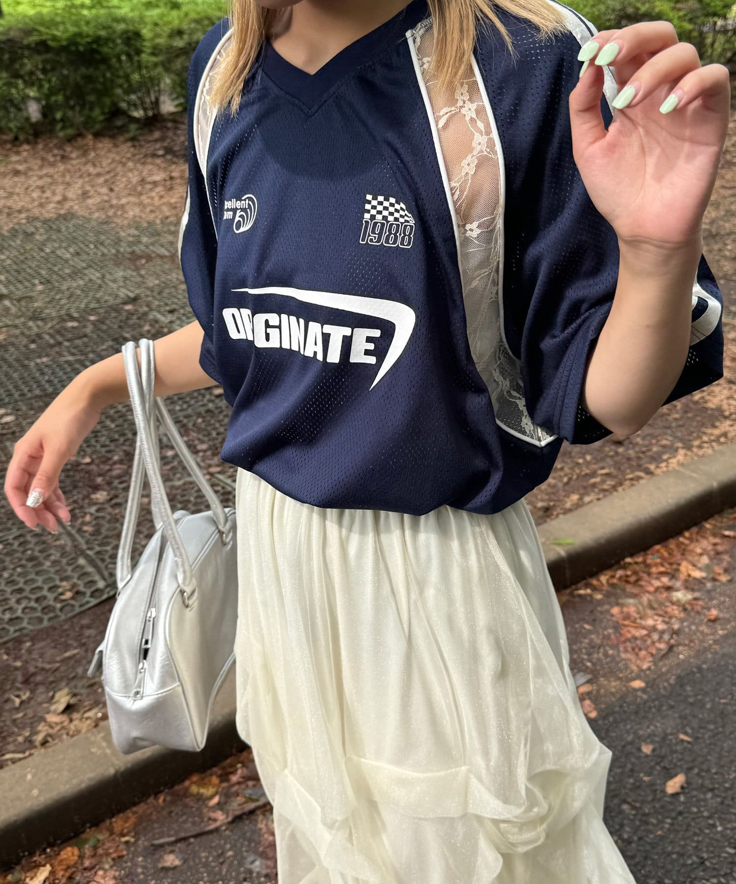 【タイムセール！】 メッシュレースドッキングフットボールTee CIAOPANIC(チャオ | シャツ