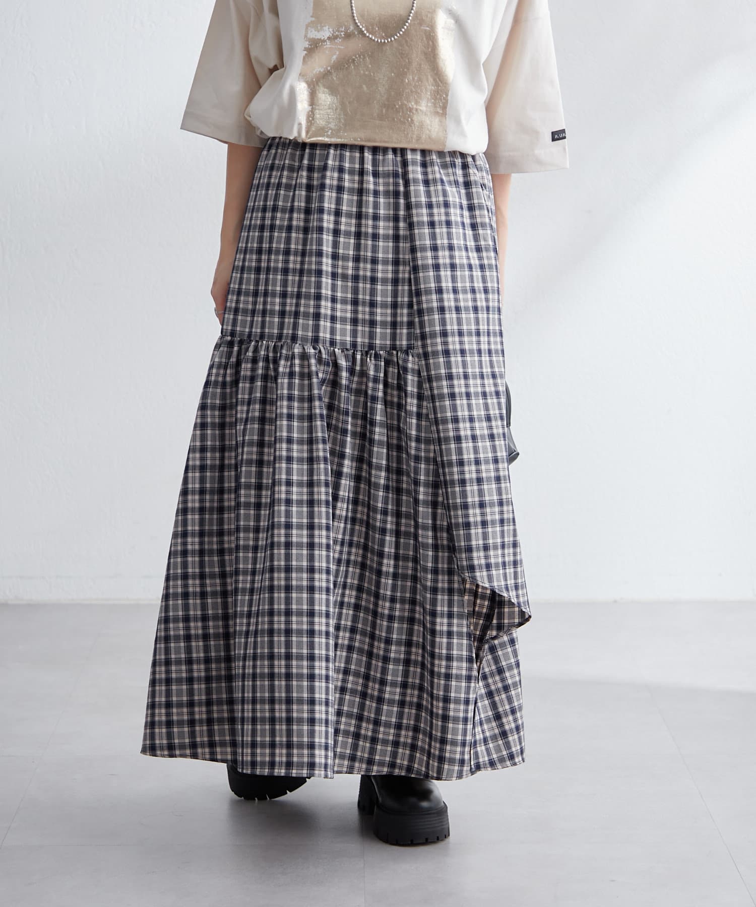 NUNIFE】チェックイレヘムスカート | Remind me and forever