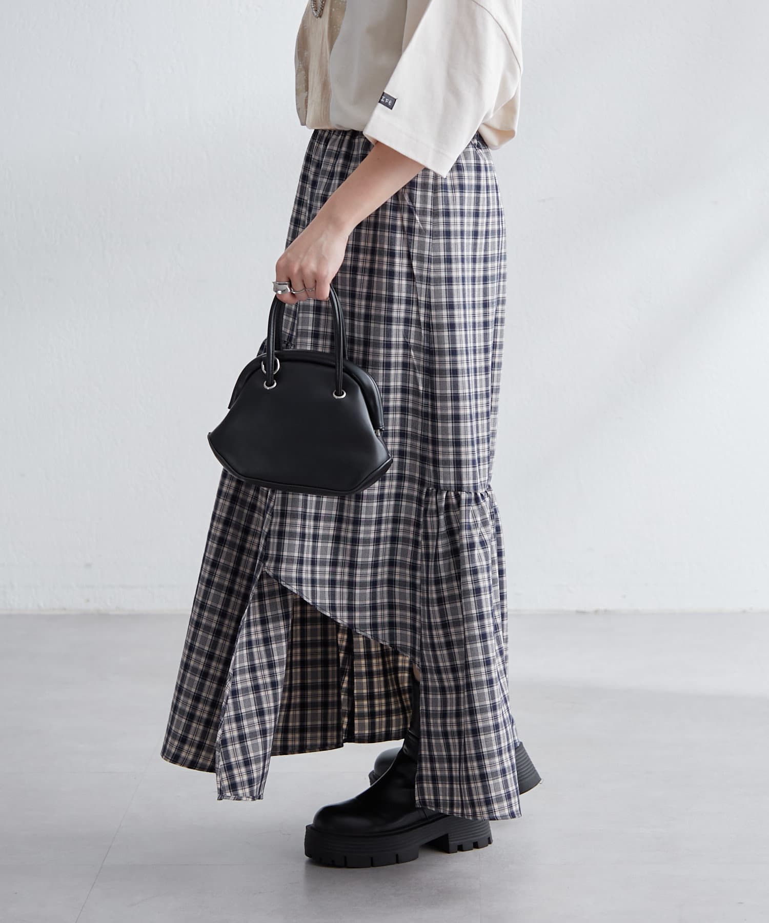 NUNIFE】チェックイレヘムスカート | Remind me and forever