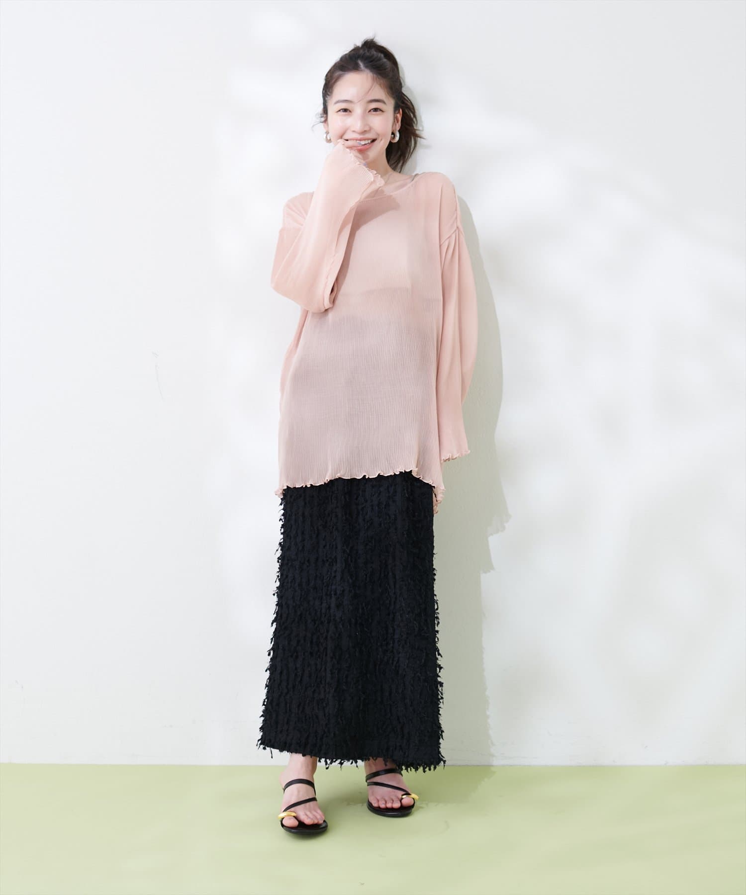natural couture(ナチュラルクチュール) フリンジカットタイトスカート