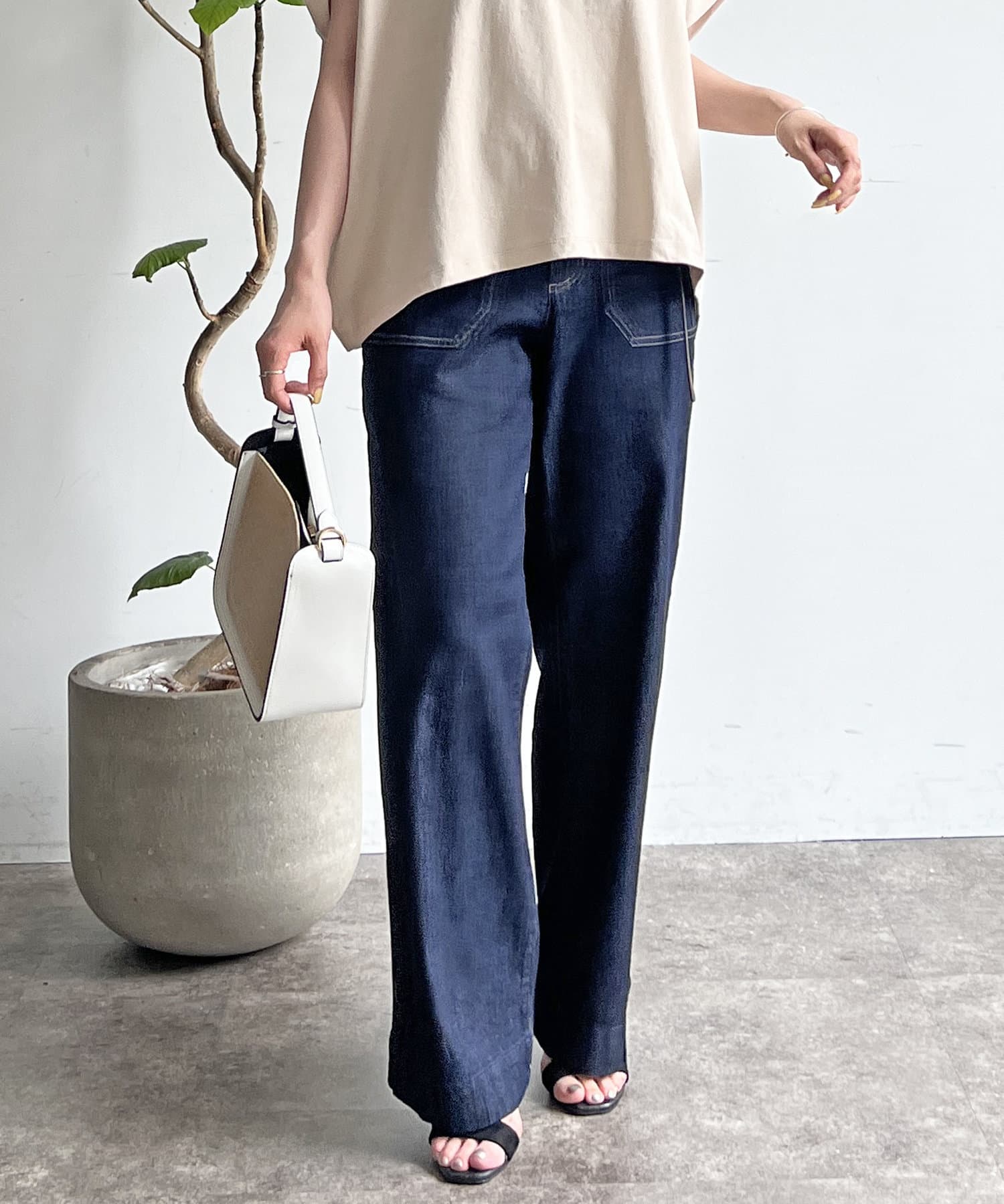 Jena　espace merveilleux ストレートパールデニムパンツ ストレートパールデニムパンツ | Jena espace merveilleux