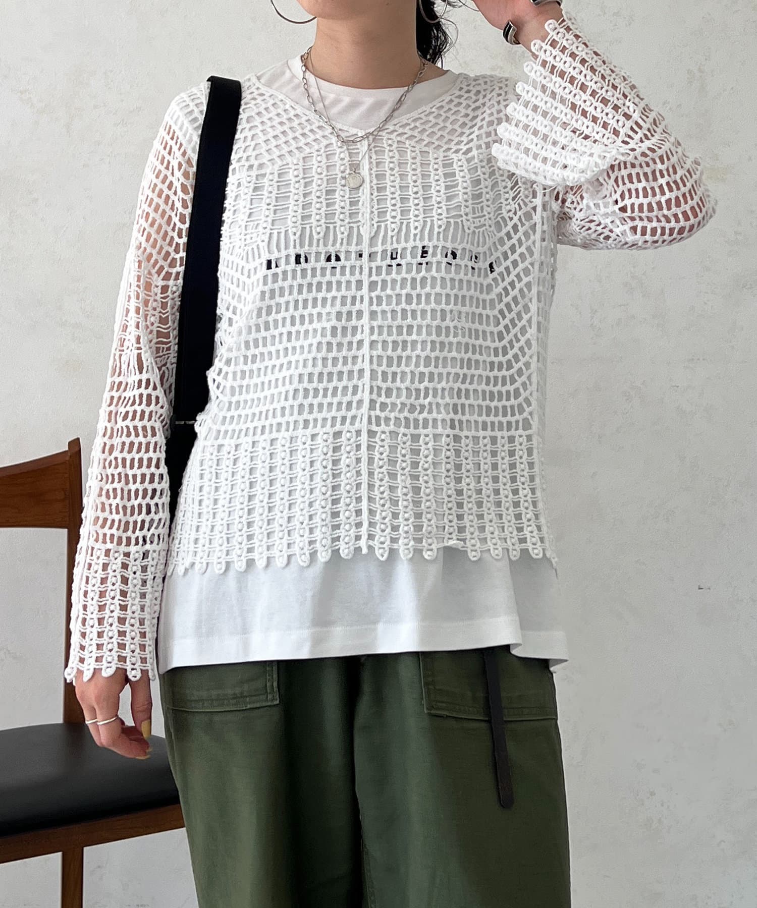 AMOMENTO/アモーメント　バルーンスリーブクロシェプルオーバー FREAK'S STORE ニット セーター AMOMENTO/アモーメント BALLOON