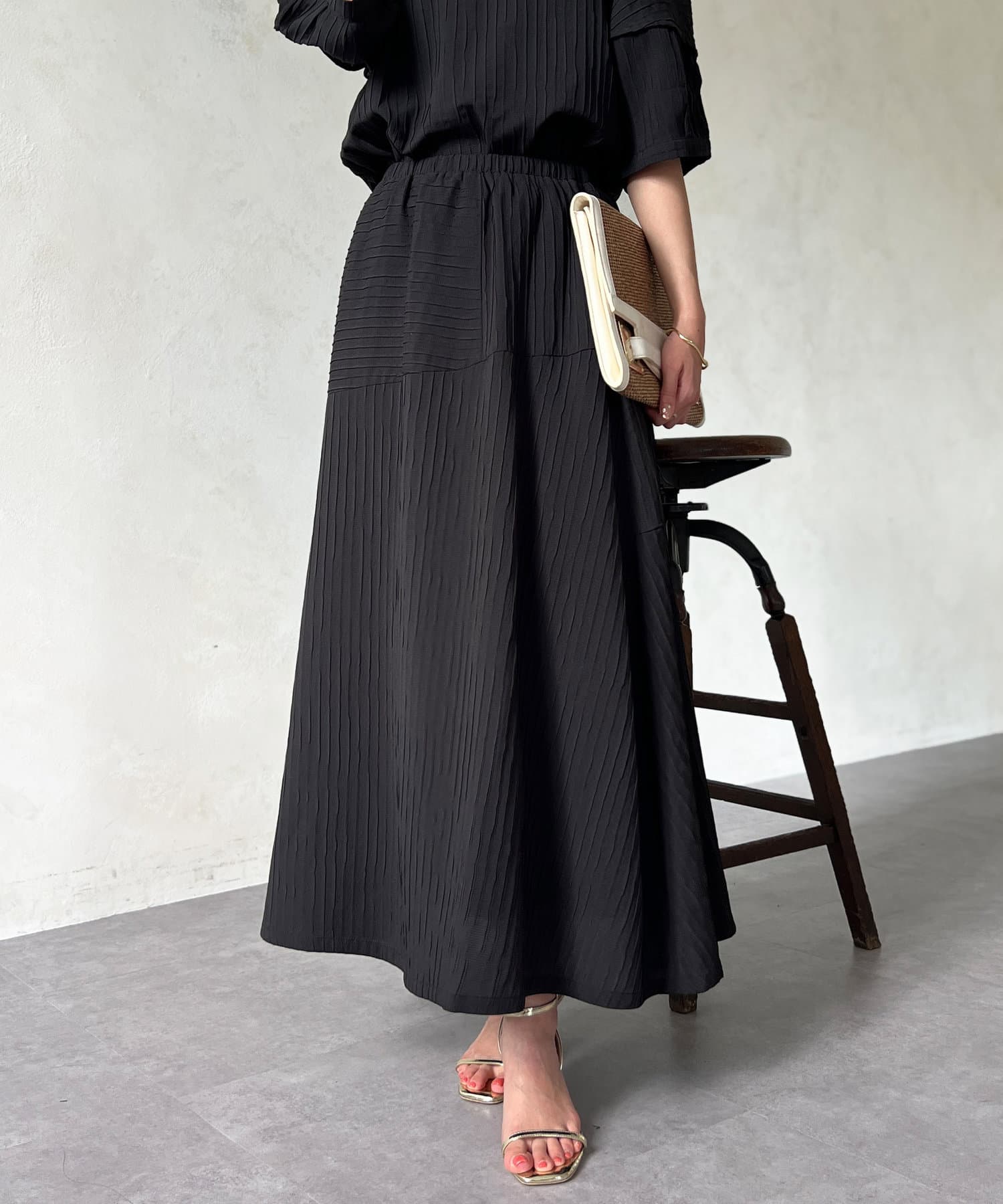 Chez toi(シェトワ) SET/多切替綾柄フレアスカート