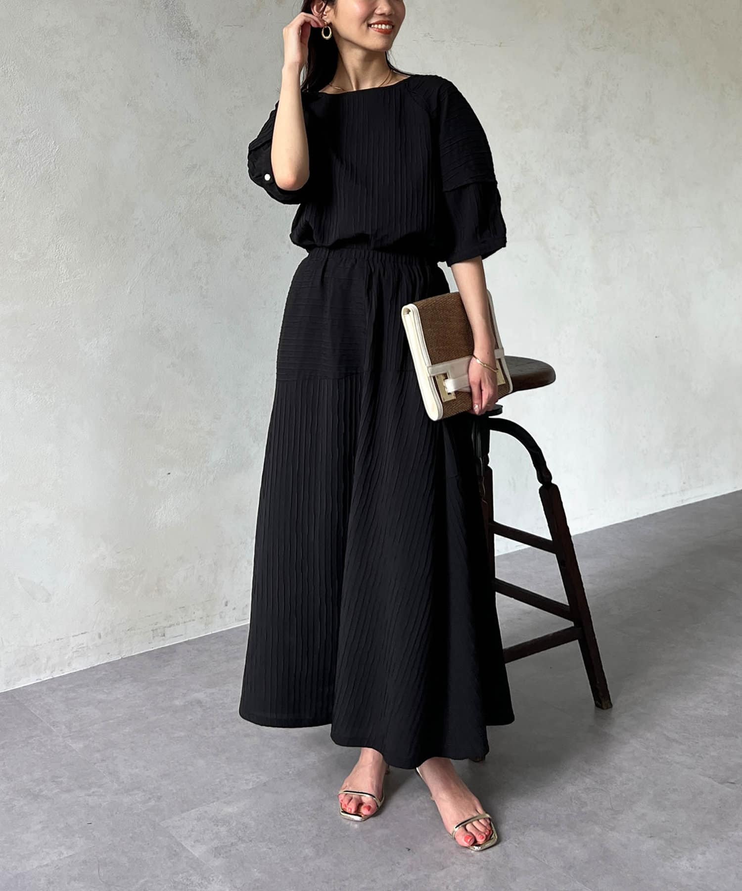 Chez toi(シェトワ) SET/多切替綾柄フレアスカート