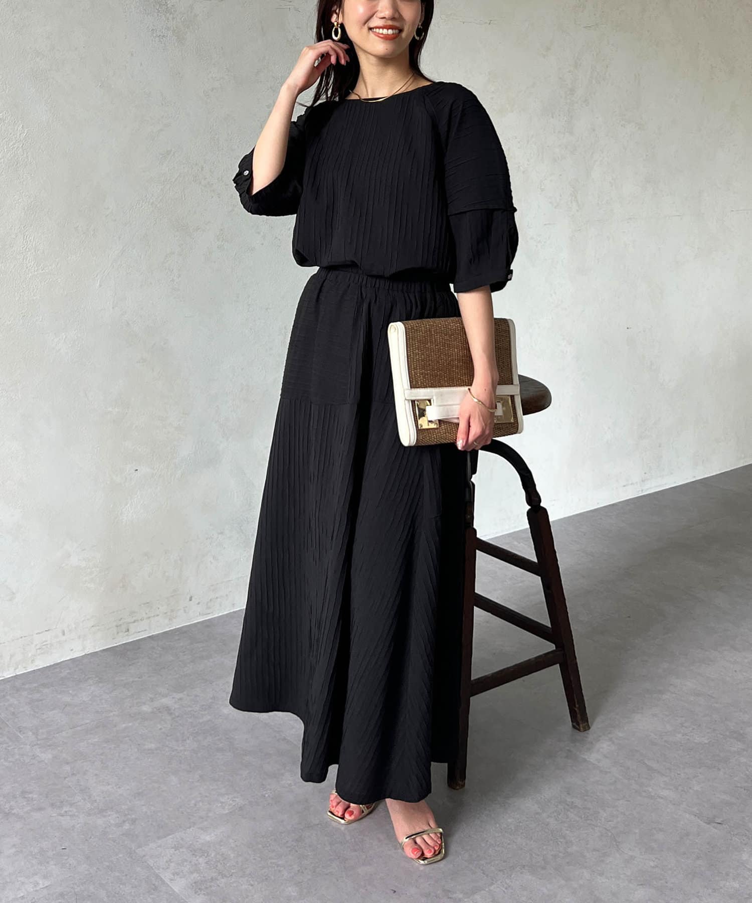 Chez toi(シェトワ) SET/多切替綾柄フレアスカート