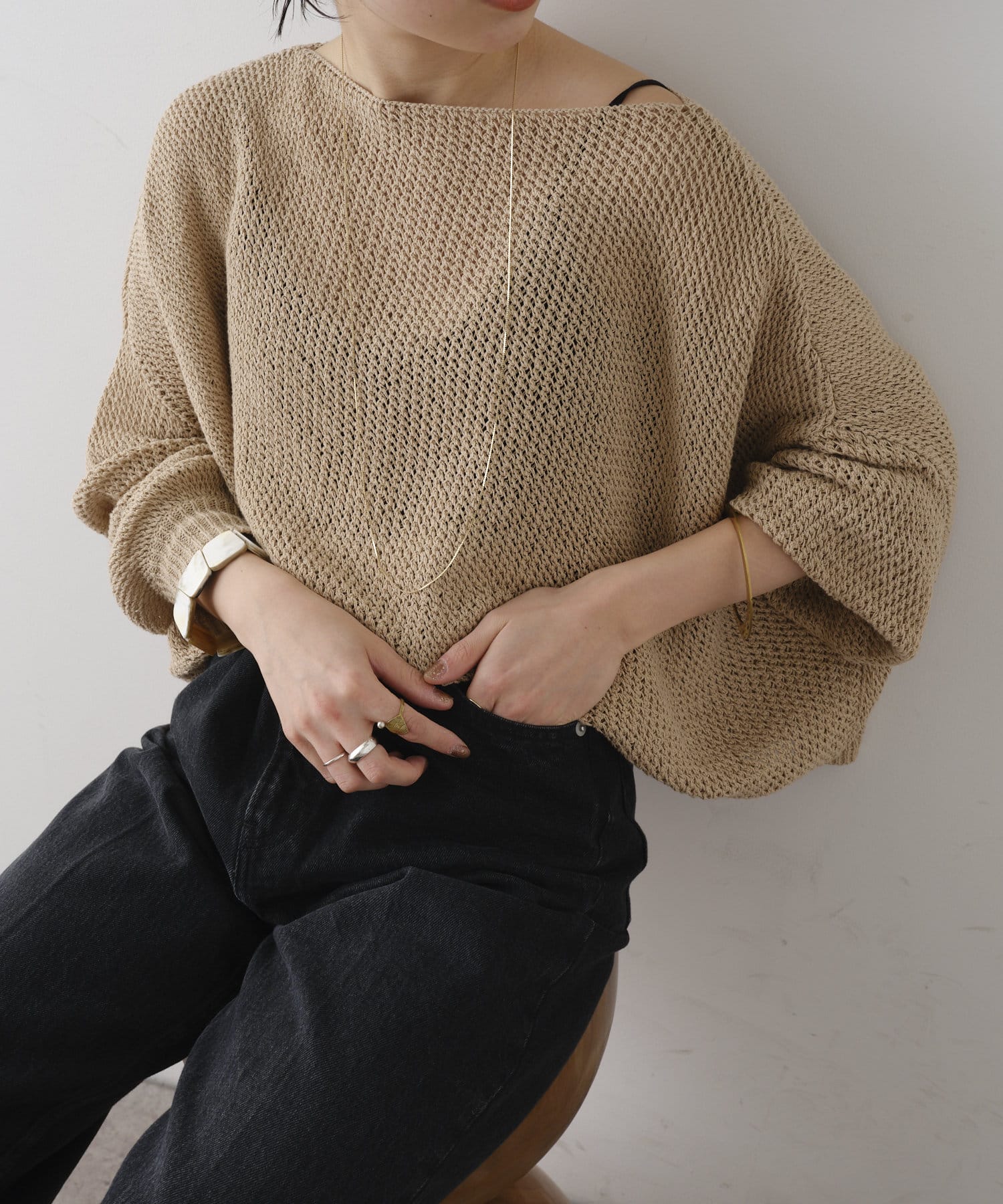 ●プロフ必読お願いします●amemeno omeme リネンニット　M ○プロフ必読お願いします○amemeno omeme リネンニット M リネン100