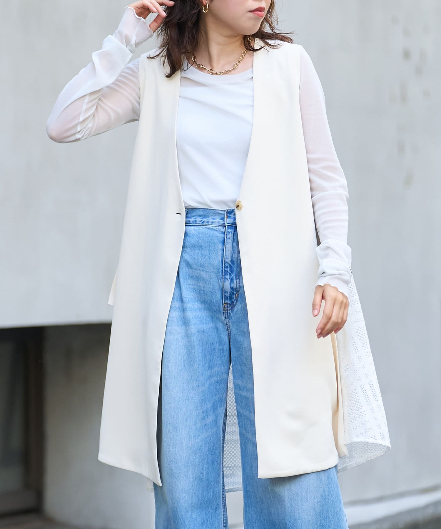 Jena　espace merveilleux(ジェナ　エスパスメルヴェイユ) バックレースベルトジレ