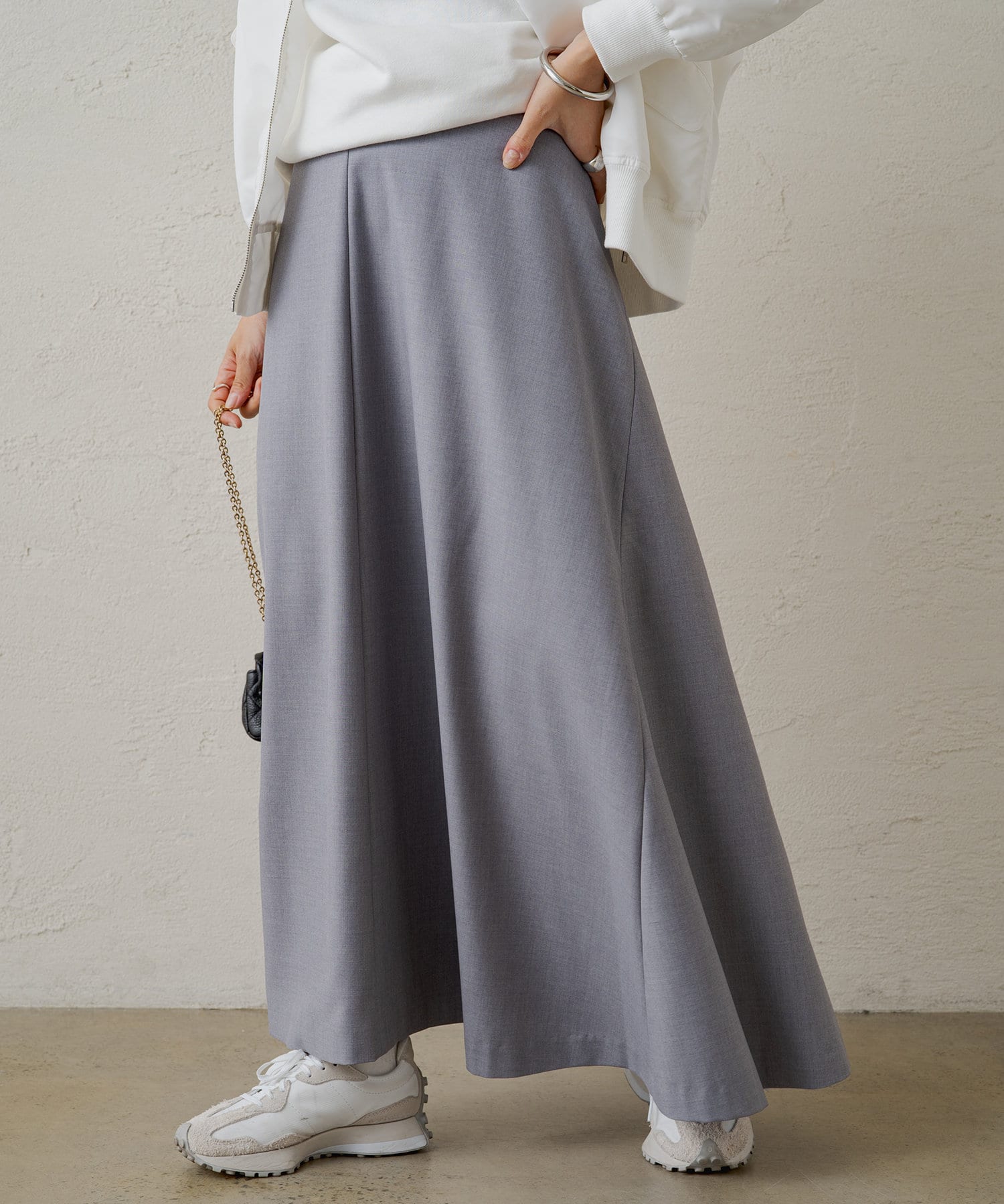 Loungedress　ラウンジドレス　 リネンフレアスカート　ストライプ LOUNGEDRESS（ラウンジドレス）の「リネンフレアスカート