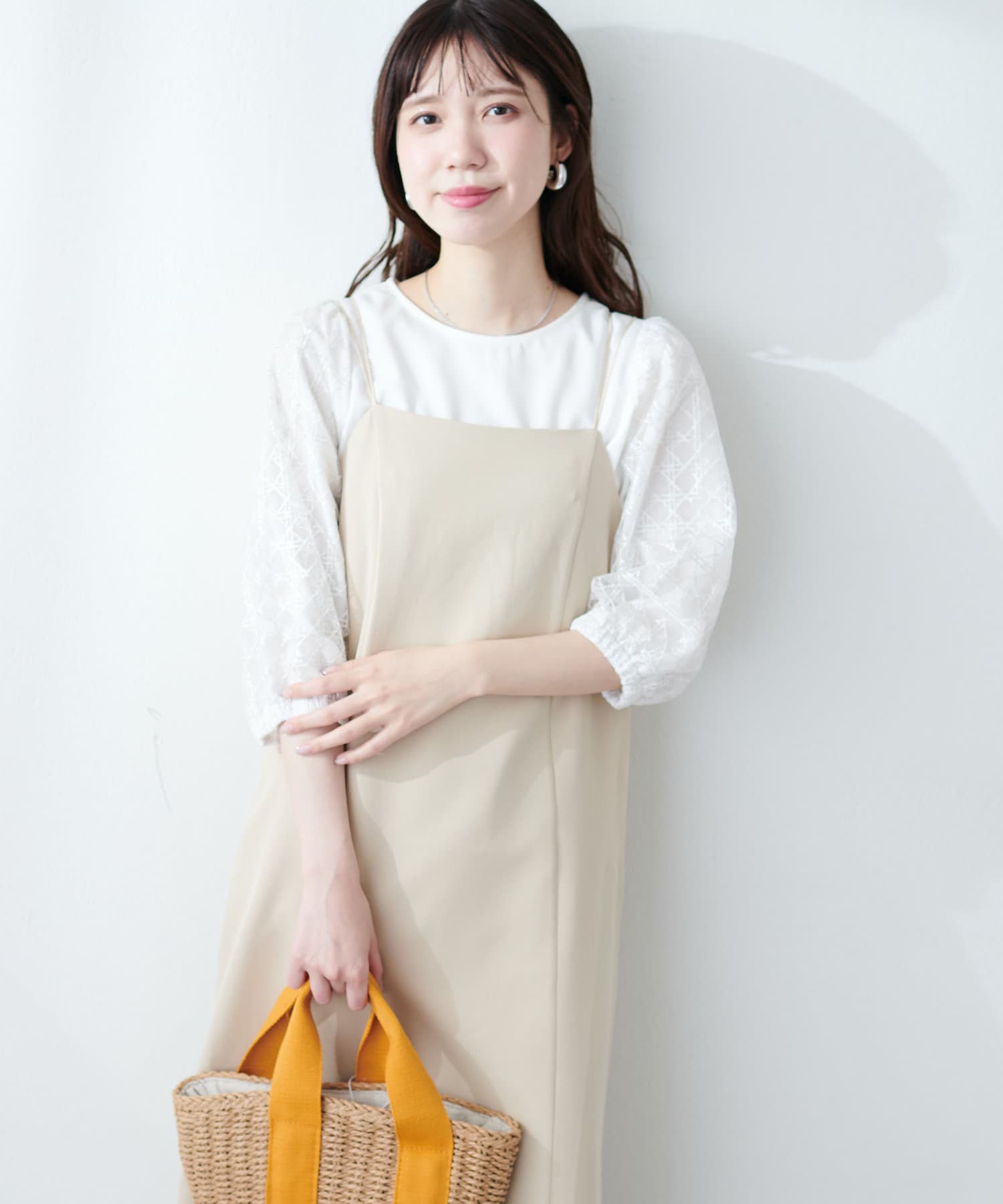 刺繍チュール切替ブラウス | natural couture(ナチュラル